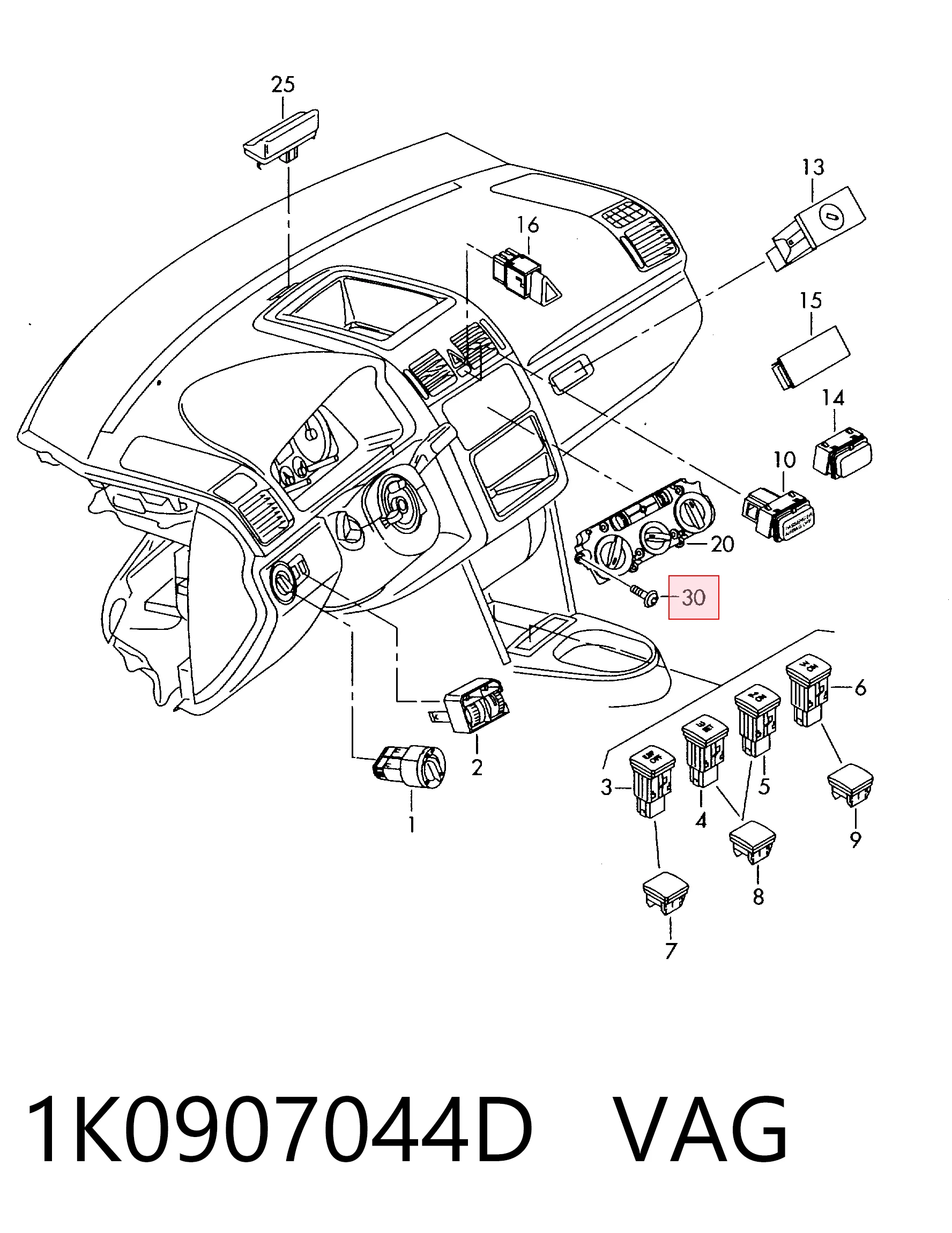 Unidad de control de la ventilación para Volkswagen Jetta V 1K2