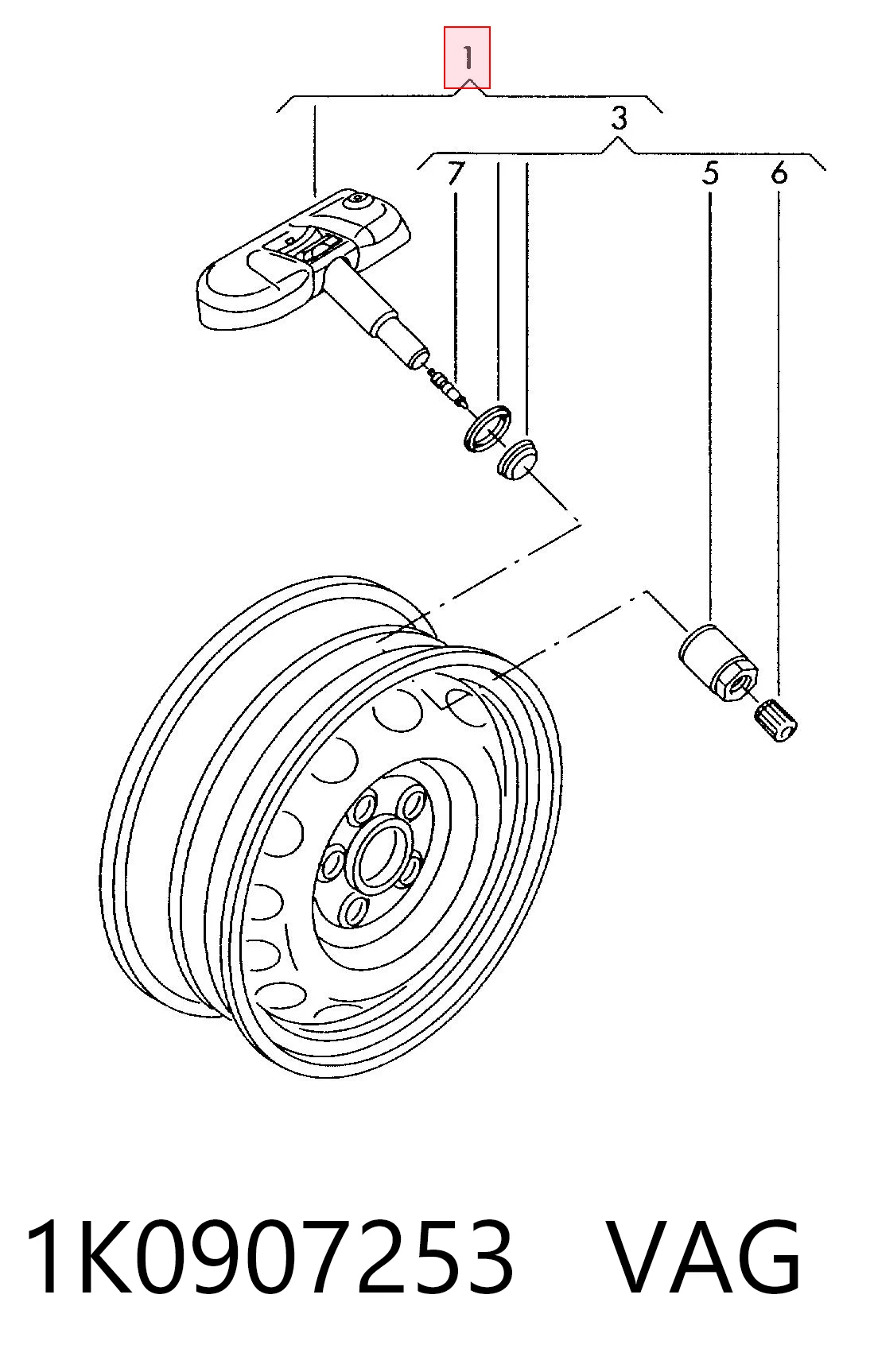 Sensor de presión de neumáticos (TPMS) Volkswagen Touareg II (2010-2017)