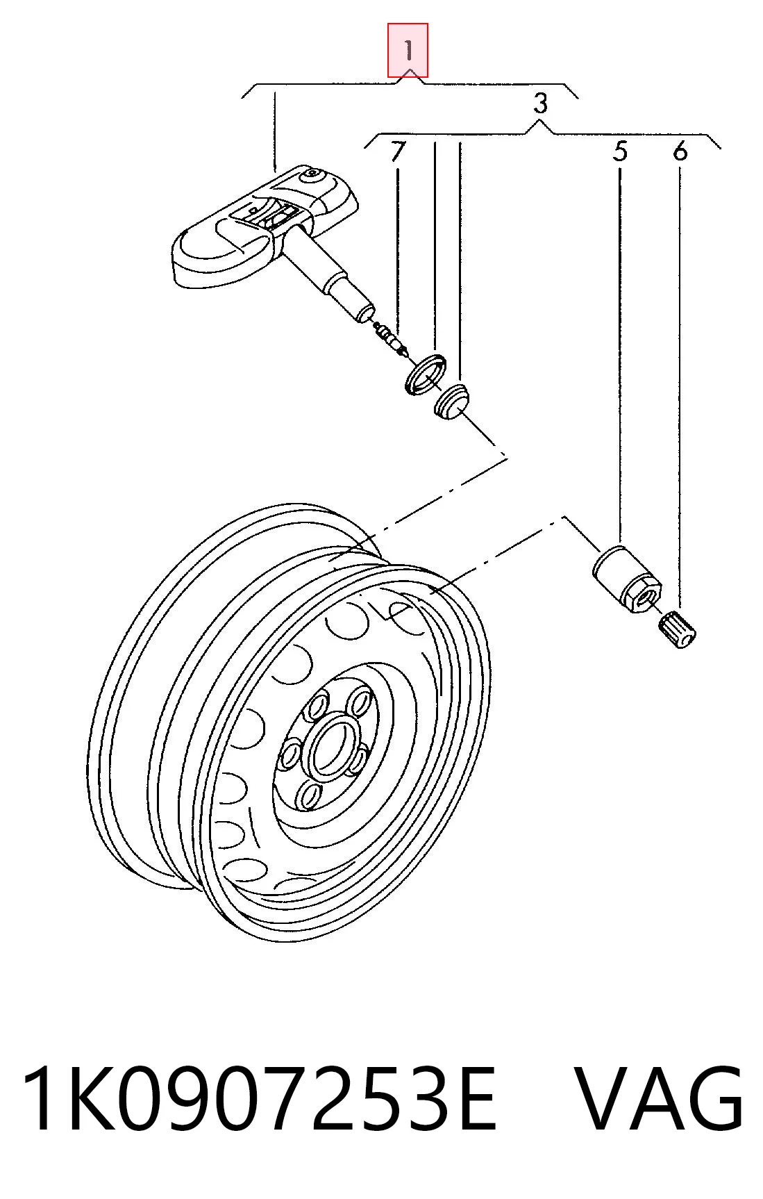 Sensor de presión de neumáticos para Volkswagen Golf 1K1