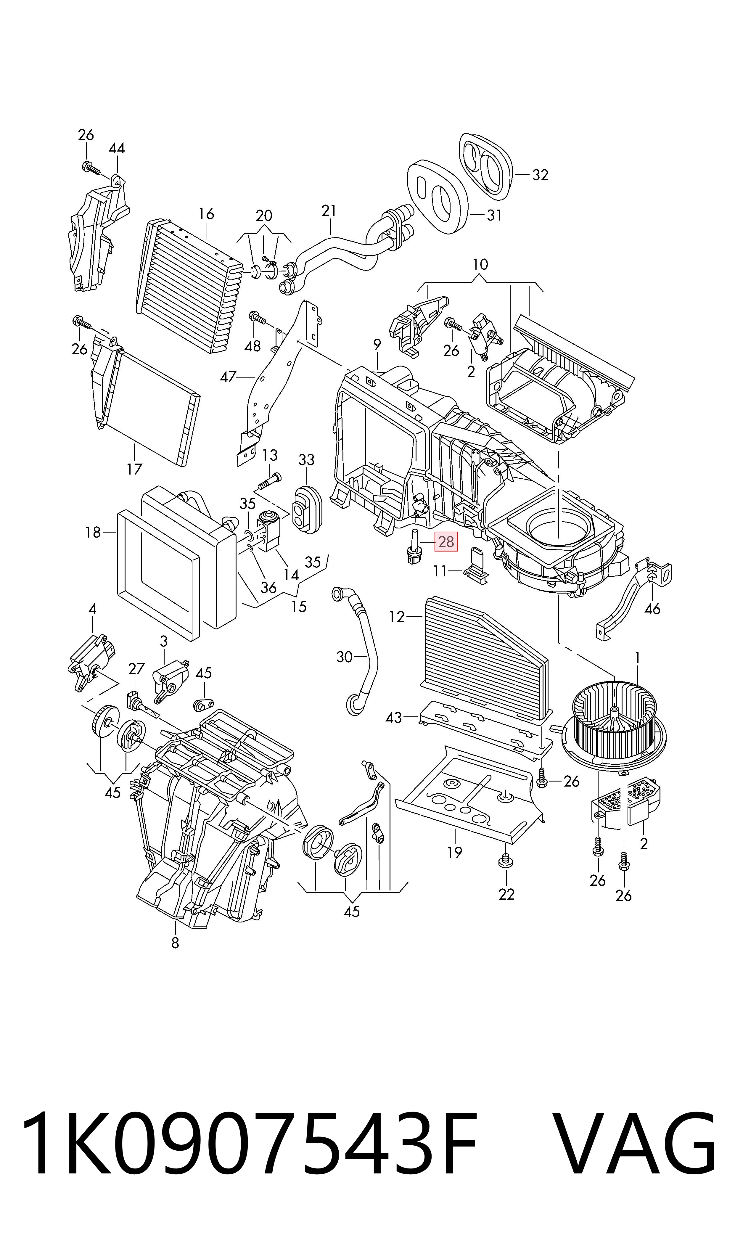 1K0907543F VAG Sensor de temperatura del evaporador