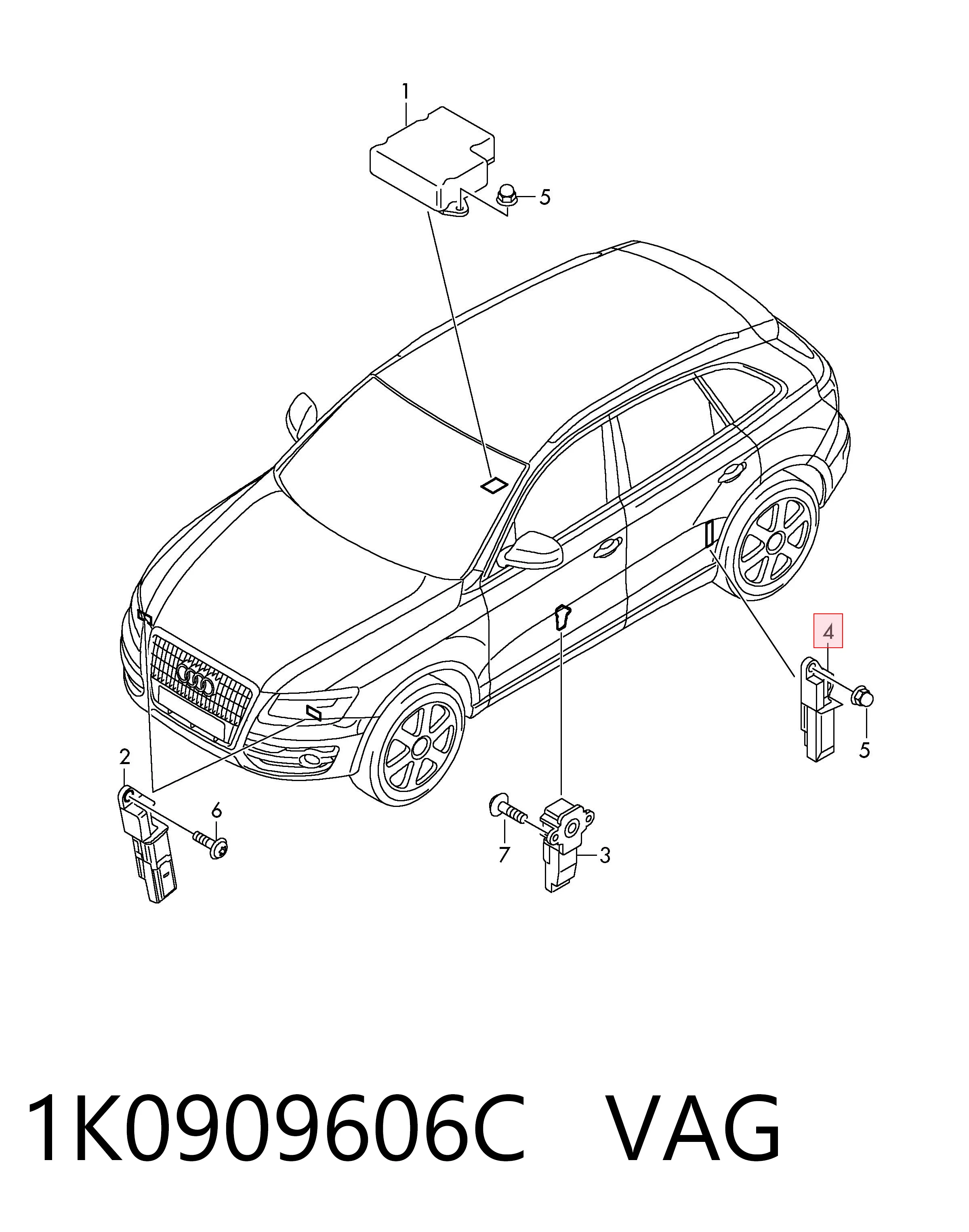 1K0909606C VAG Sensor de airbag delantero