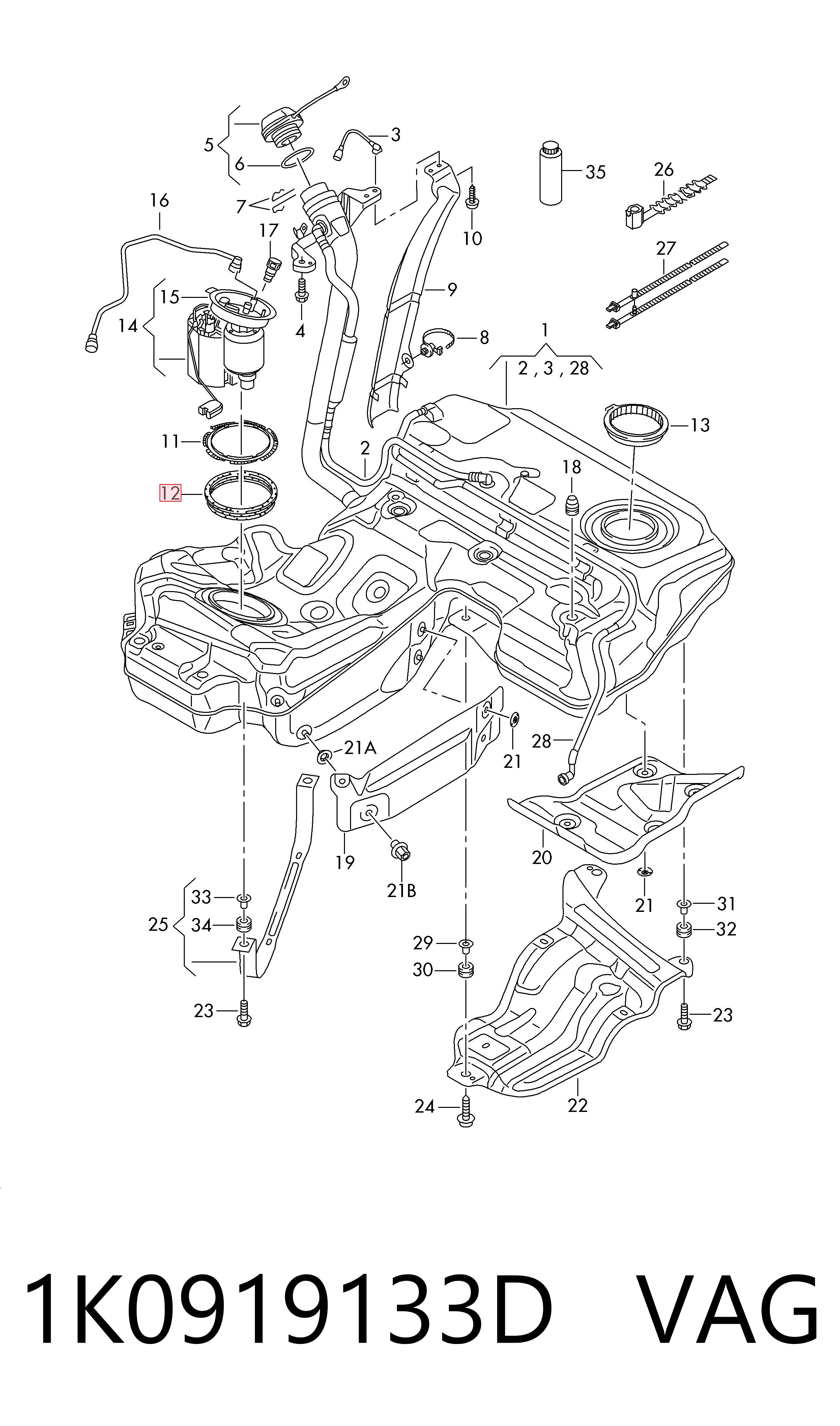 Junta del sensor de nivel de combustible/bomba de combustible (depósito de combustible) VAG 1K0919133D precio, desde 11,90 EUR
