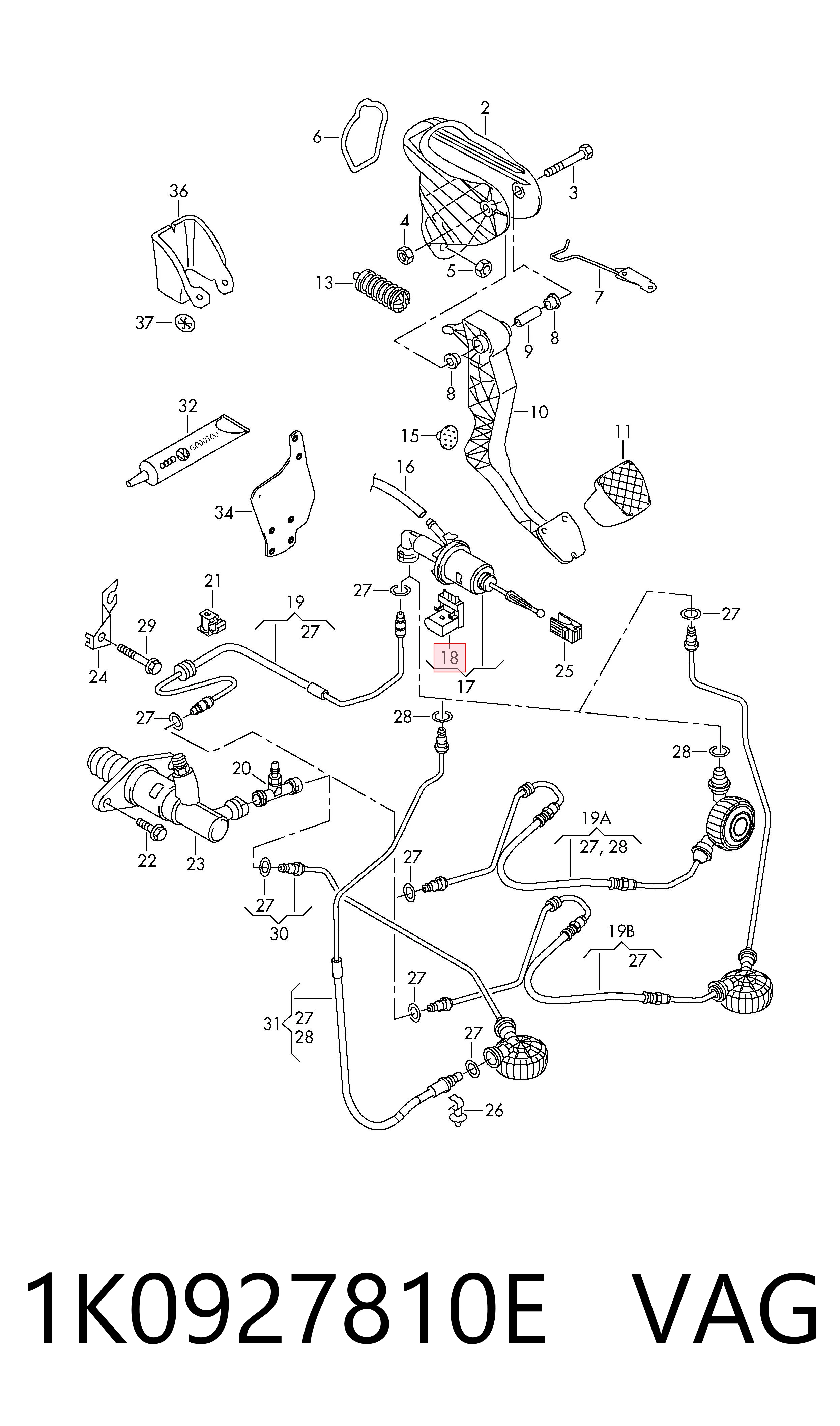 Comprar 1K0927810E VAG Sensor de posición del pedal de embrague