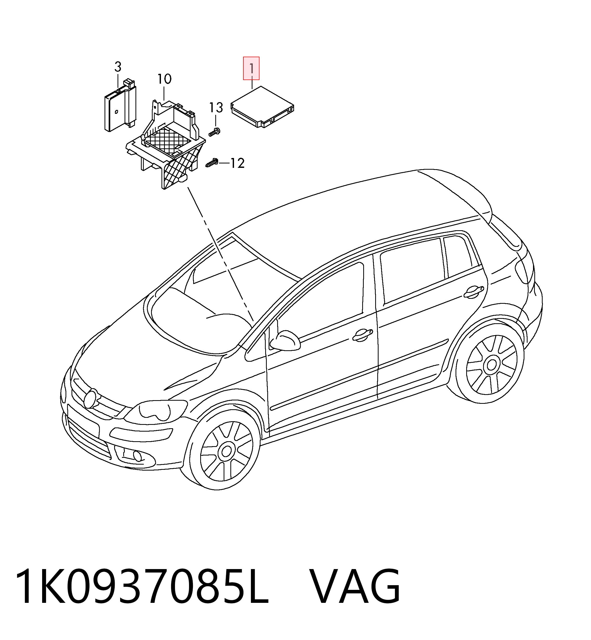 1K0937085L VAG Módulo de confort