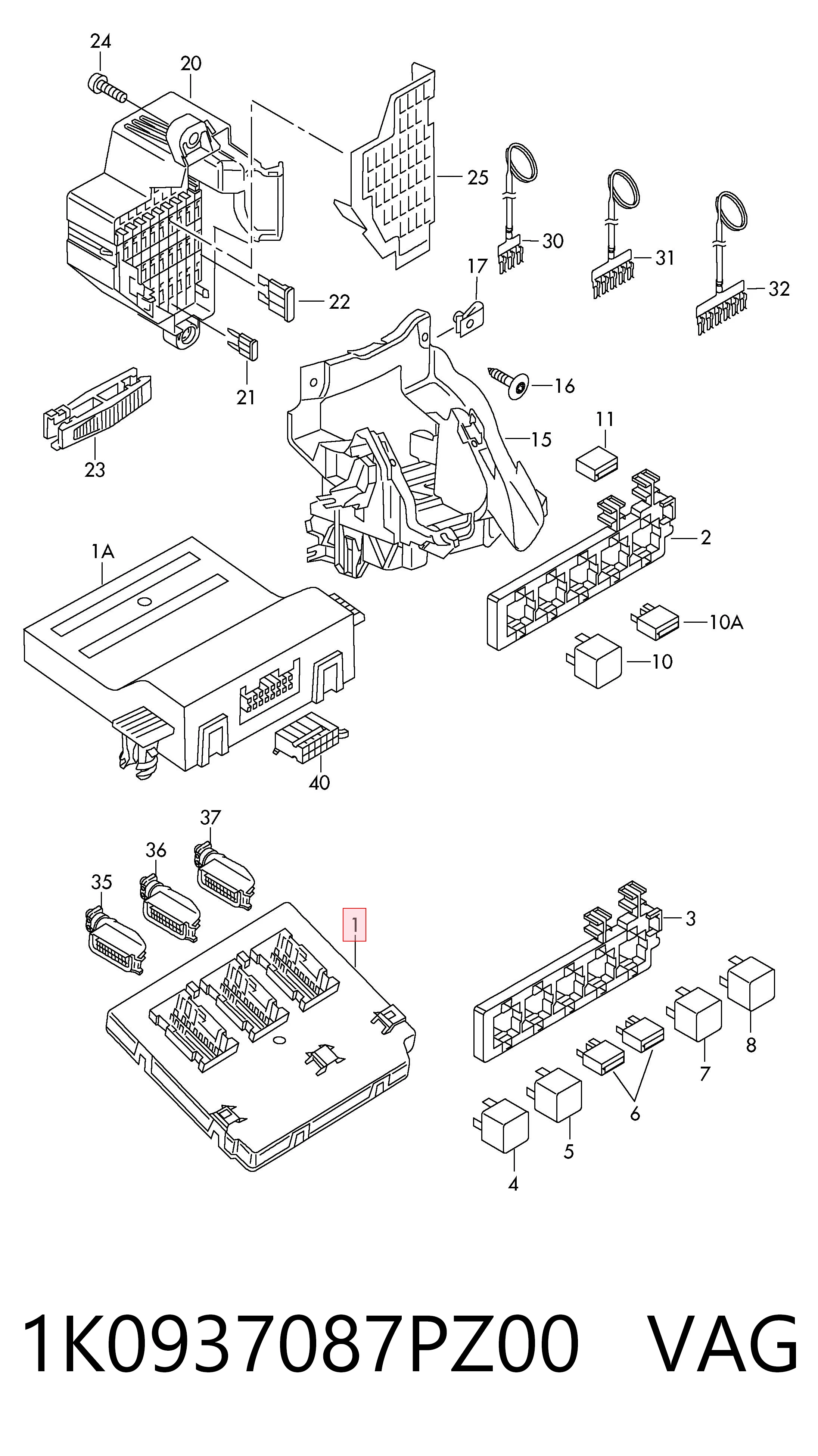 1K0937087PZ00 VAG Módulo de control de red de a bordo