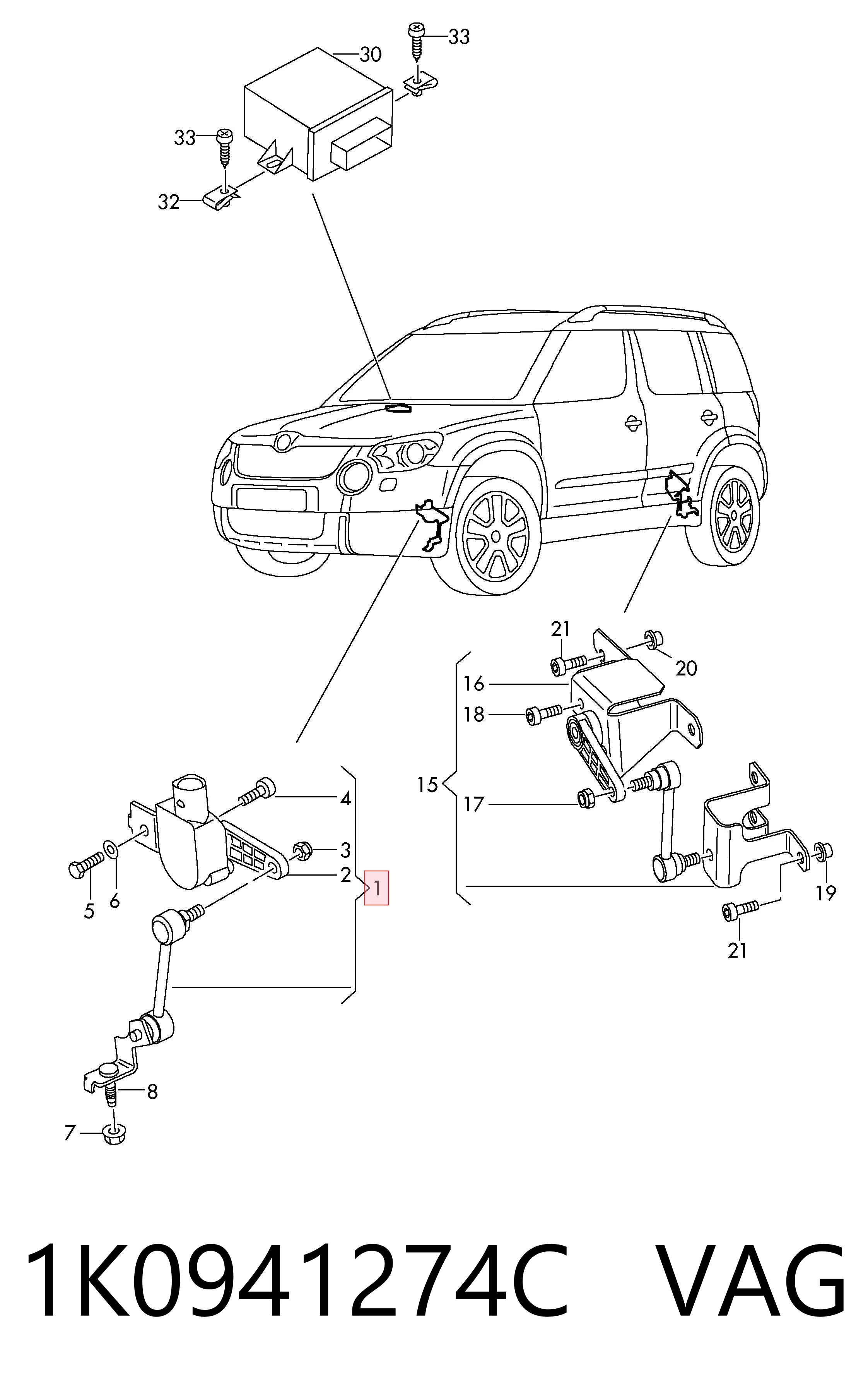 Sensor de nivel de carrocería delantero VAG 1K0941274C precio, desde 51,98 EUR