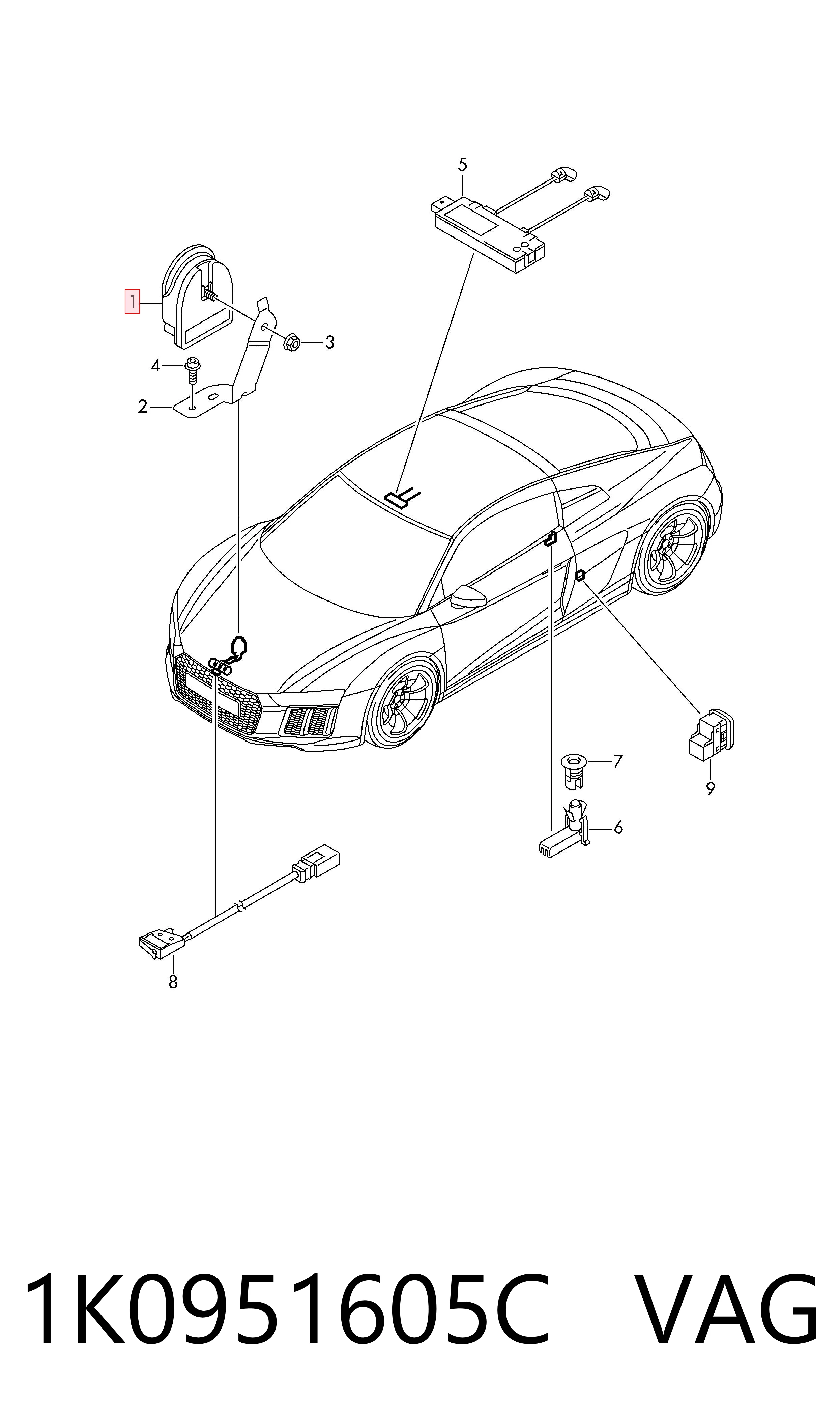 Comprar 1K0951605F Bentley Sirena de alarma antirrobo