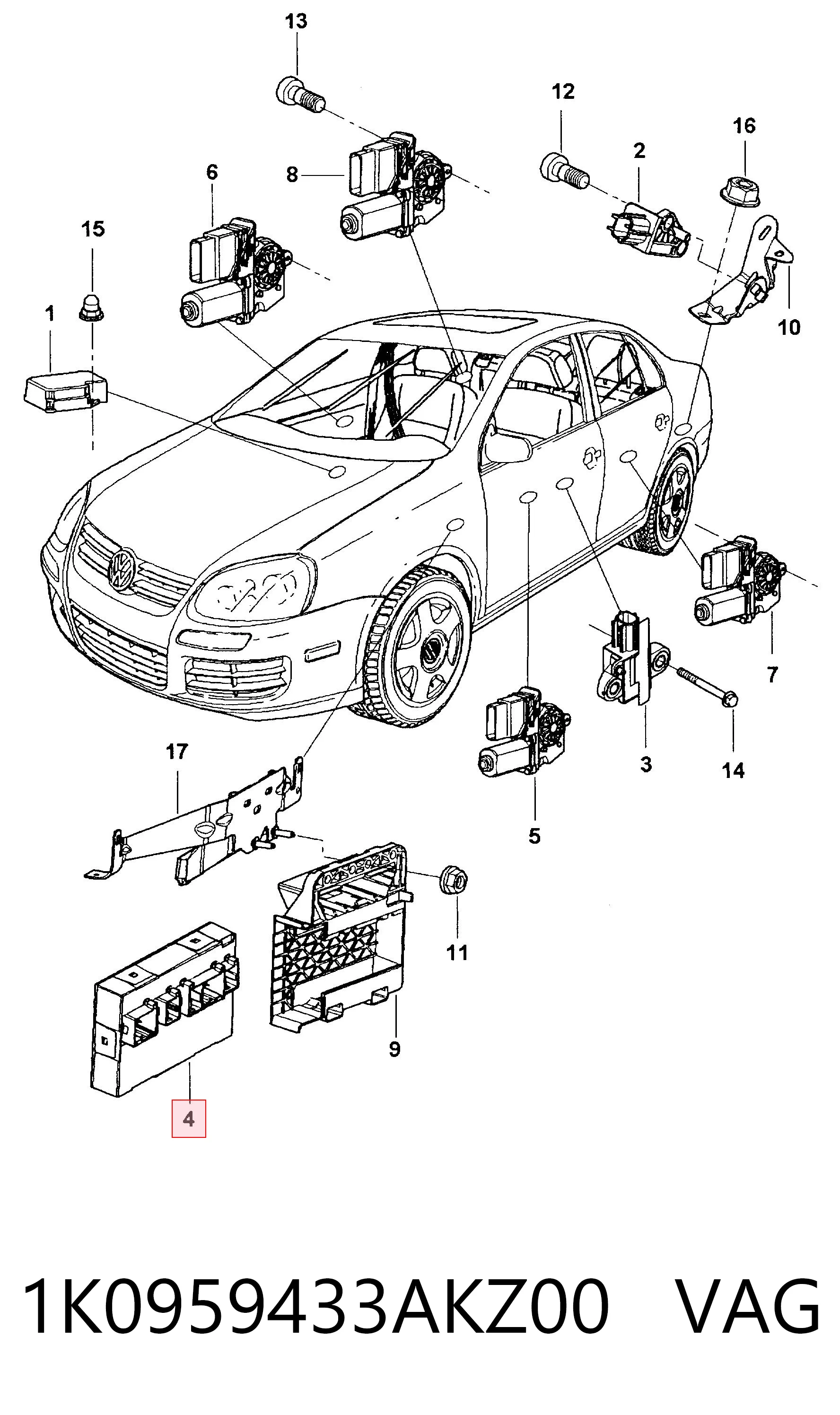 Módulo de confort para Volkswagen Caddy III 2KA, 2KH, 2CA, 2CH