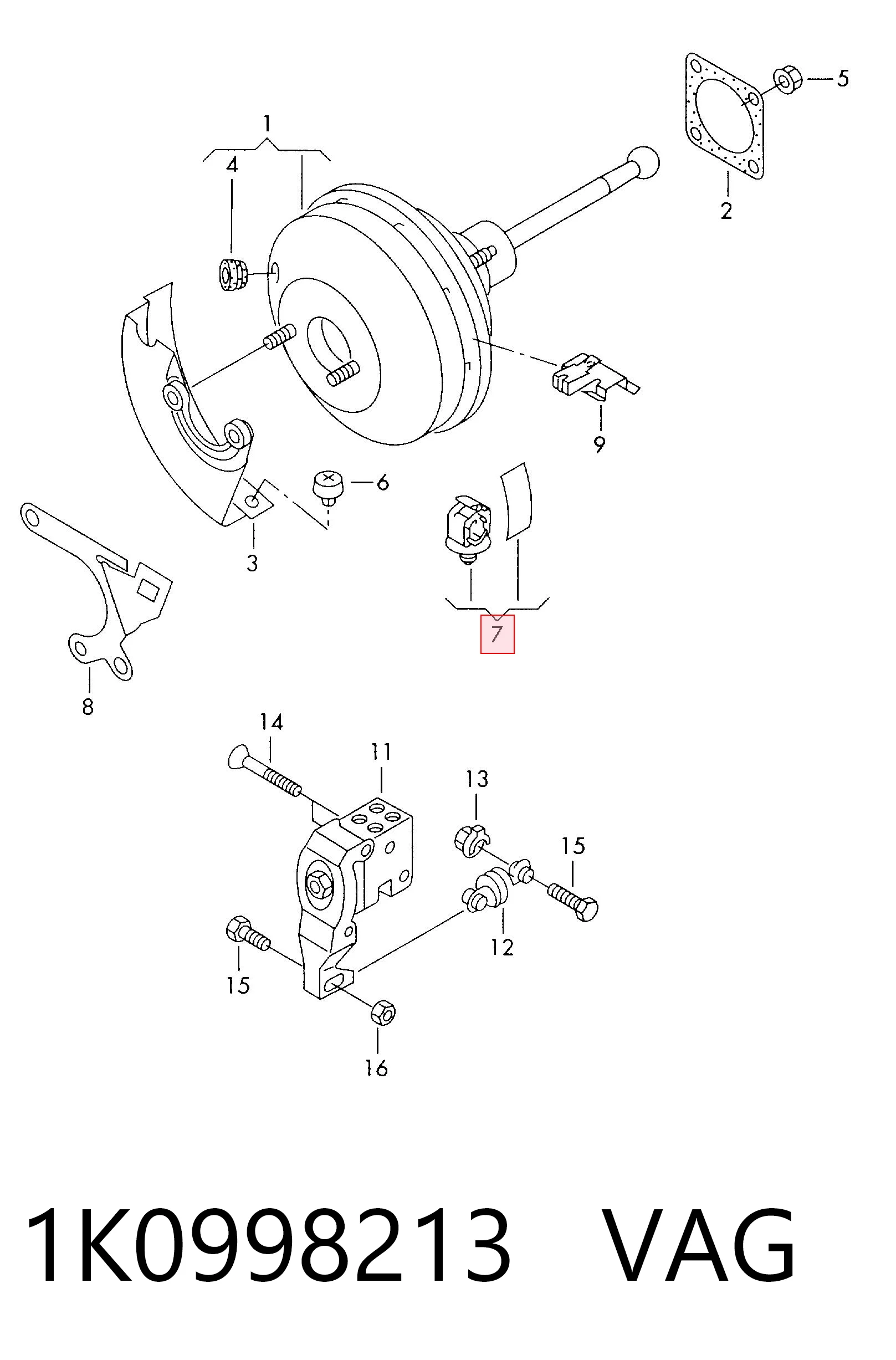 1K0998213 VAG Sensor de presión del sistema de frenos neumáticos