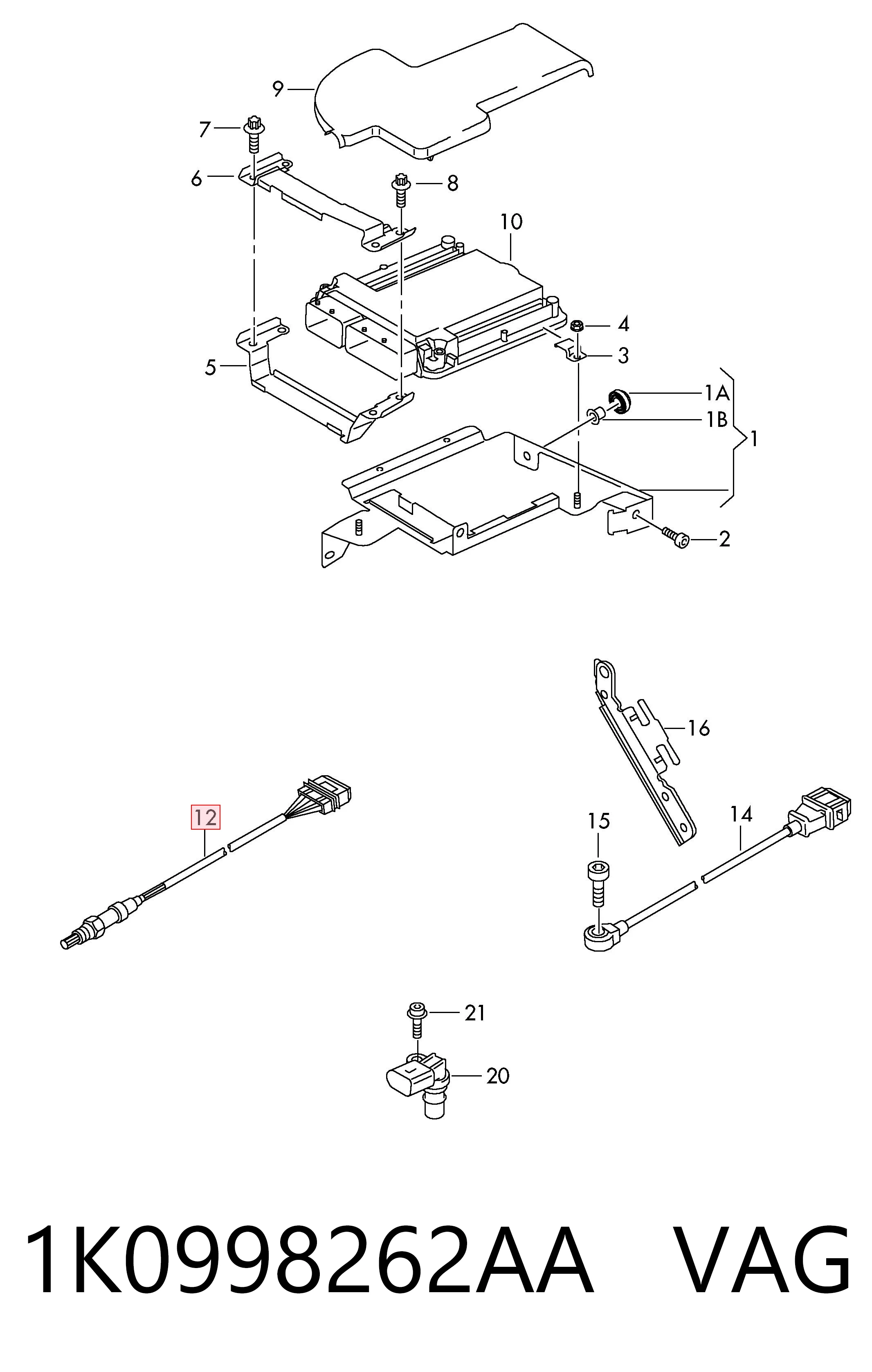 1K0998262AA VAG Sonda lambda, sensor de oxígeno antes del catalizador izquierdo