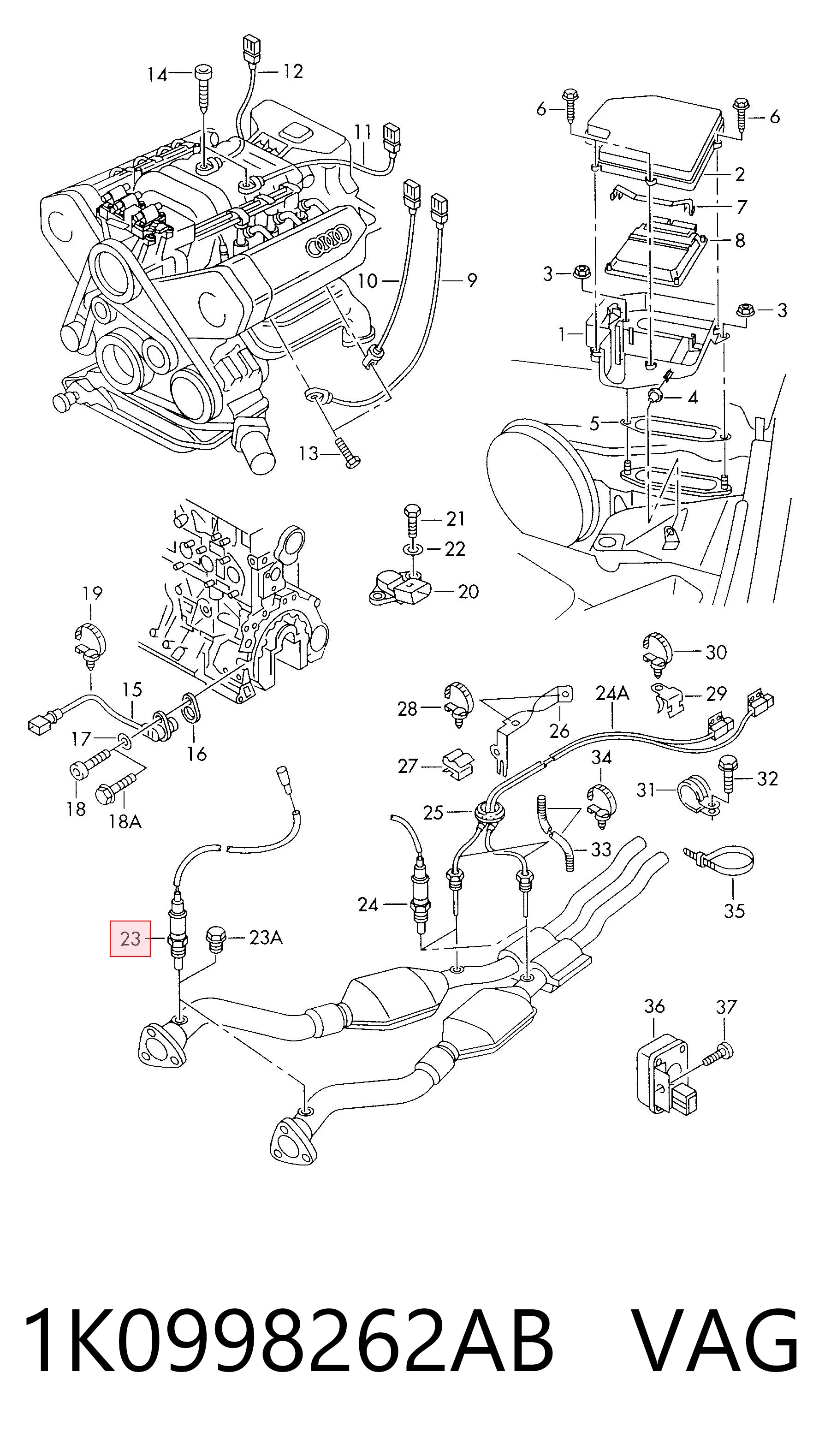 1K0998262AB VAG Sensor de oxígeno previo al catalizador