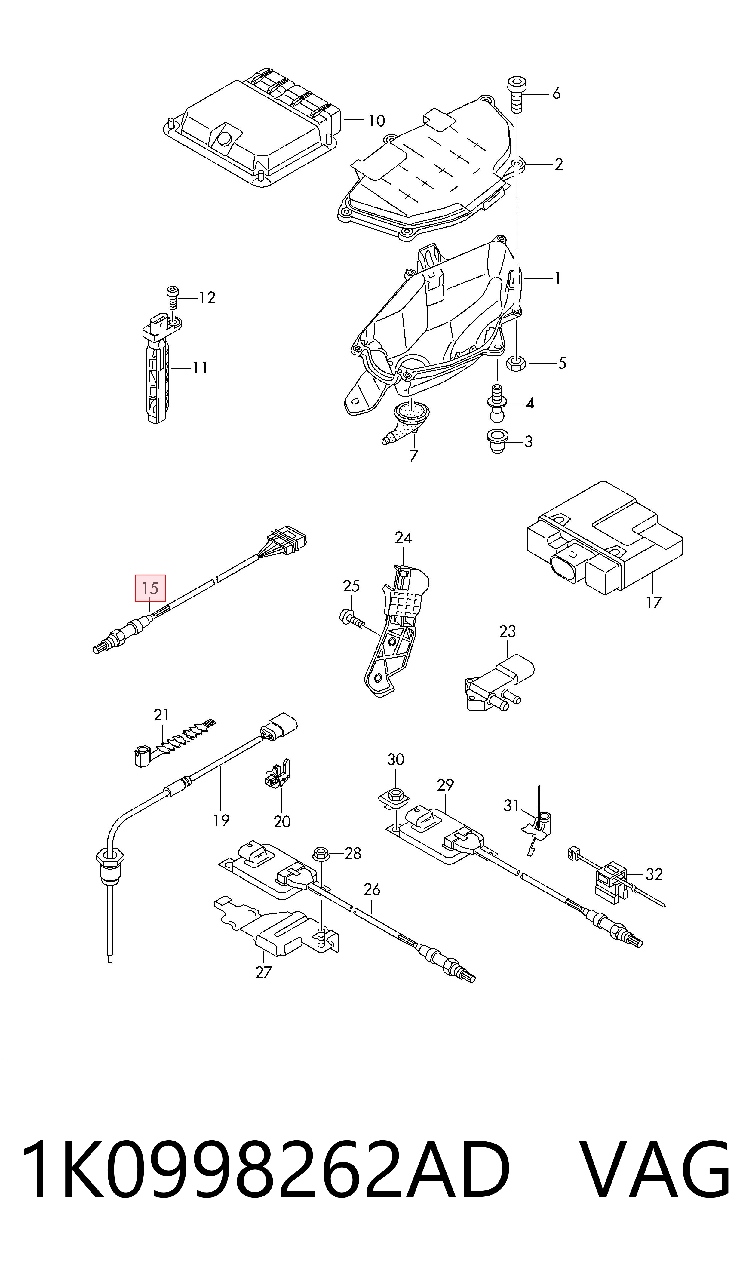 1K0998262AD VAG Sensor de oxígeno previo al catalizador