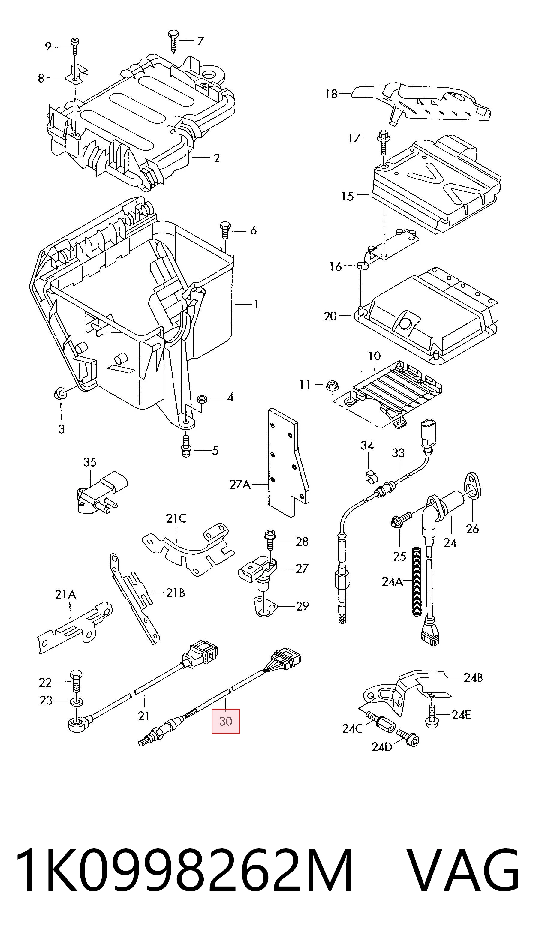 1K0998262M VAG Sonda lambda, sensor de oxígeno antes del catalizador izquierdo