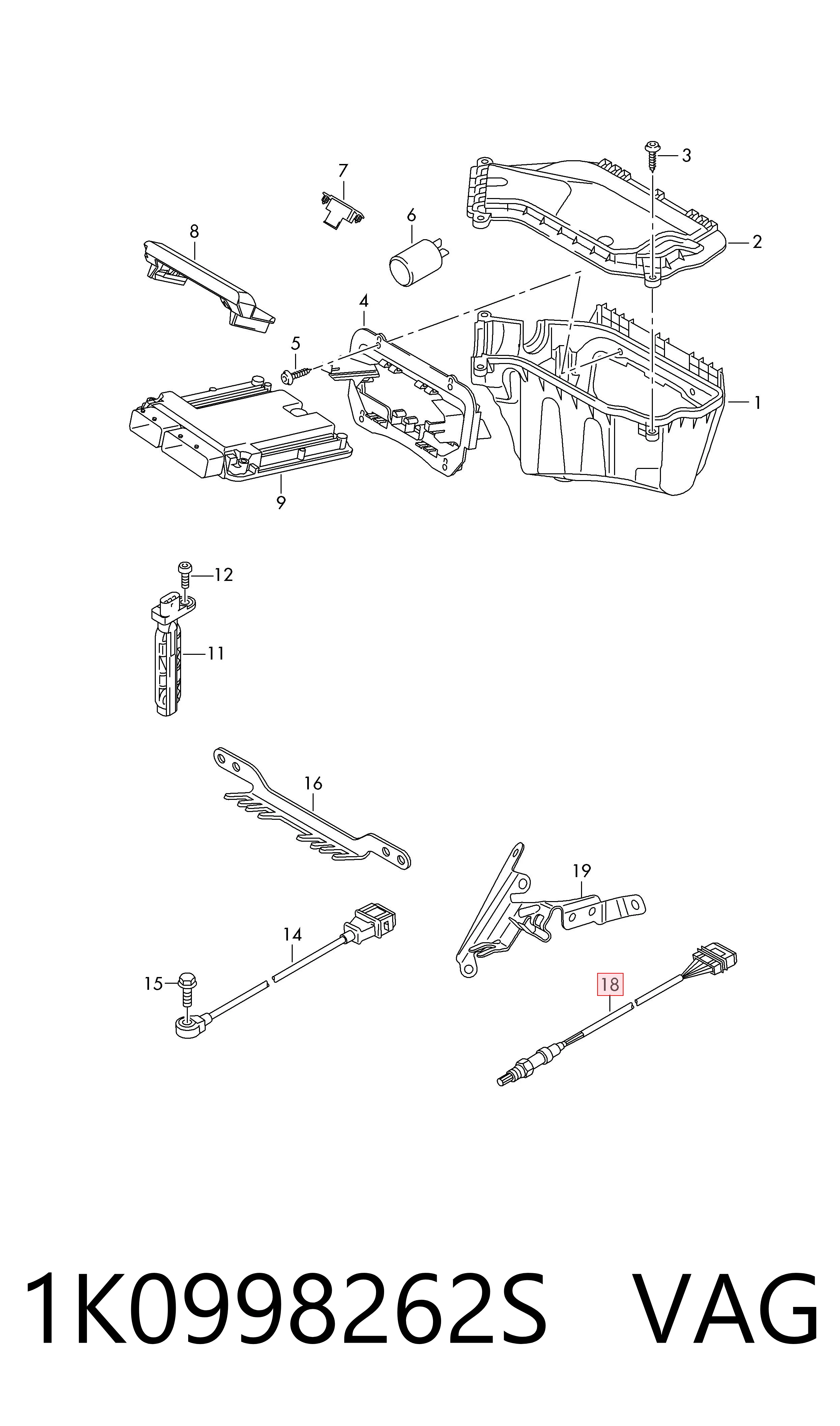 1K0998262S VAG Sonda lambda, sensor de oxígeno después del catalizador izquierdo