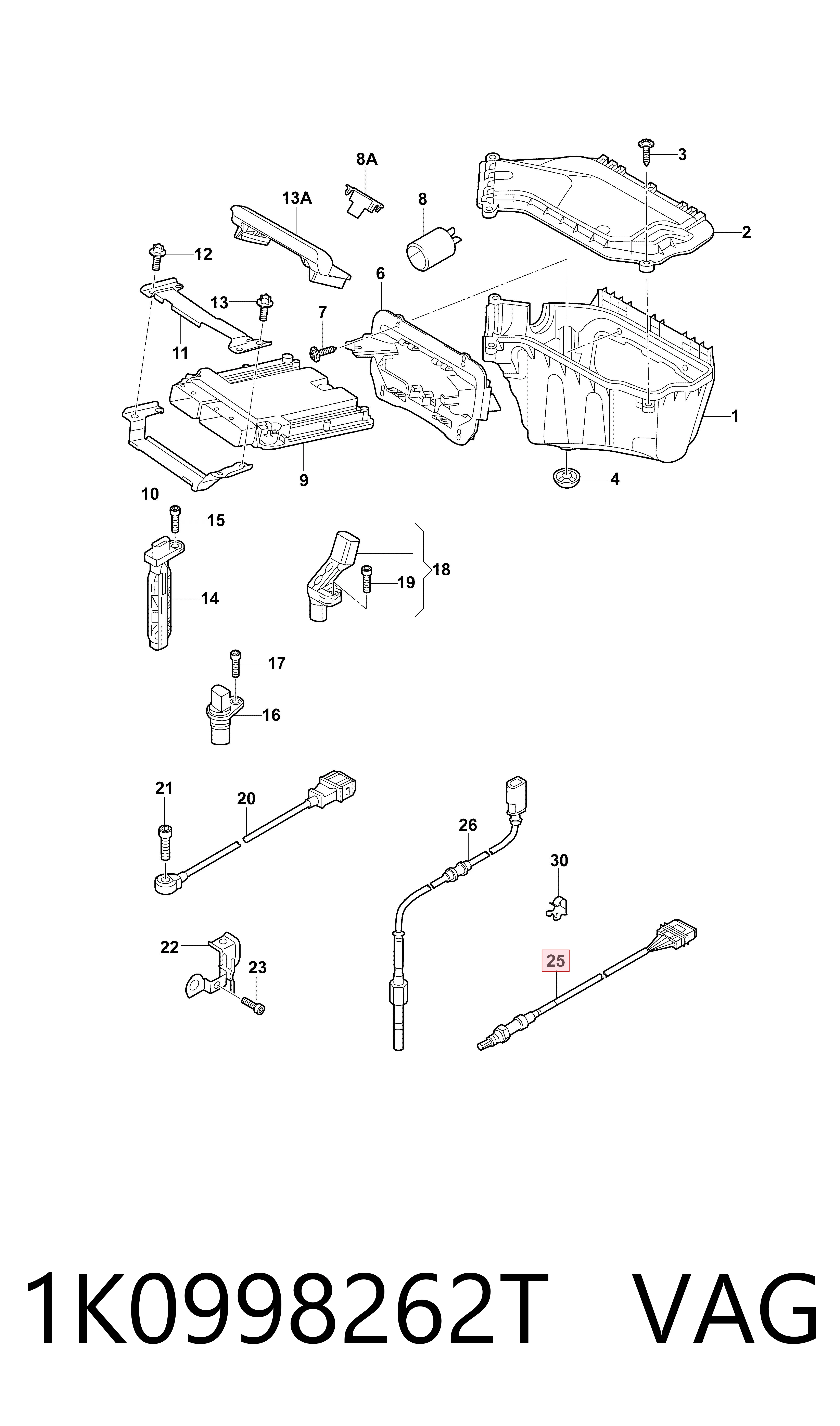1K0998262T VAG Sonda lambda de oxígeno posterior al catalizador