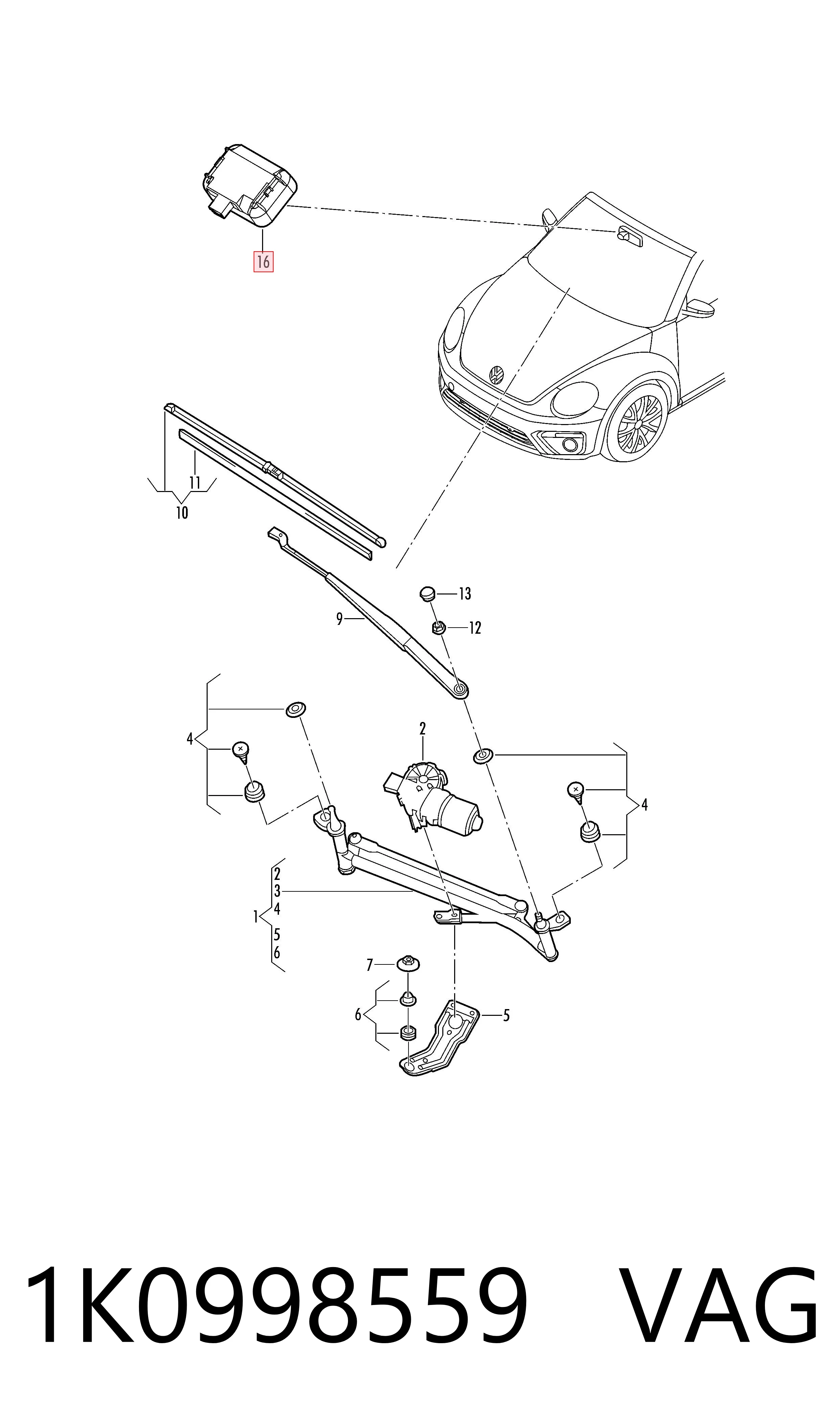 1K0998559 VAG Sensor de lluvia