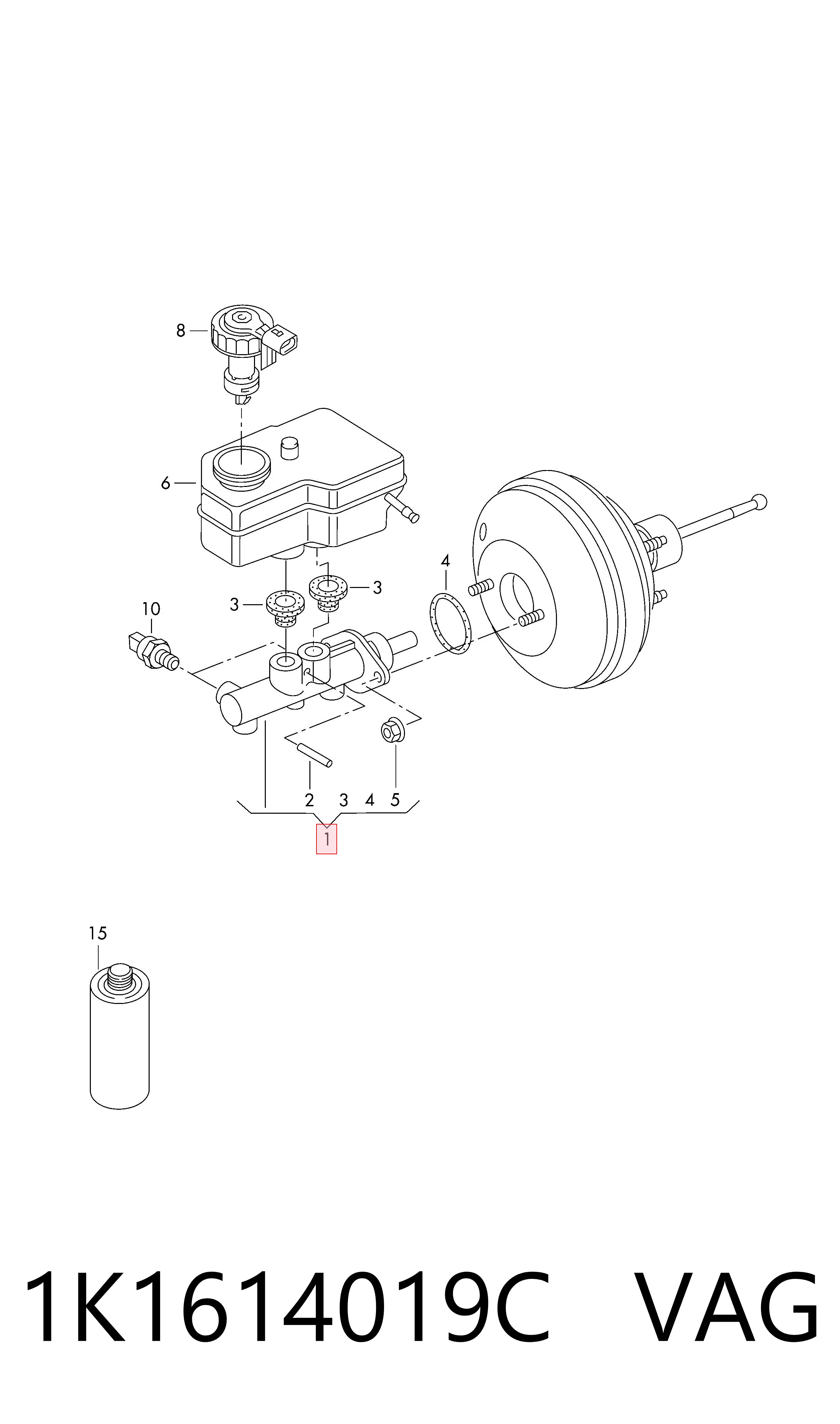 Comprar Cilindro principal de freno Volkswagen Jetta IV 162, 163, AV3, AV2, AY2, AY3 a bajo precio