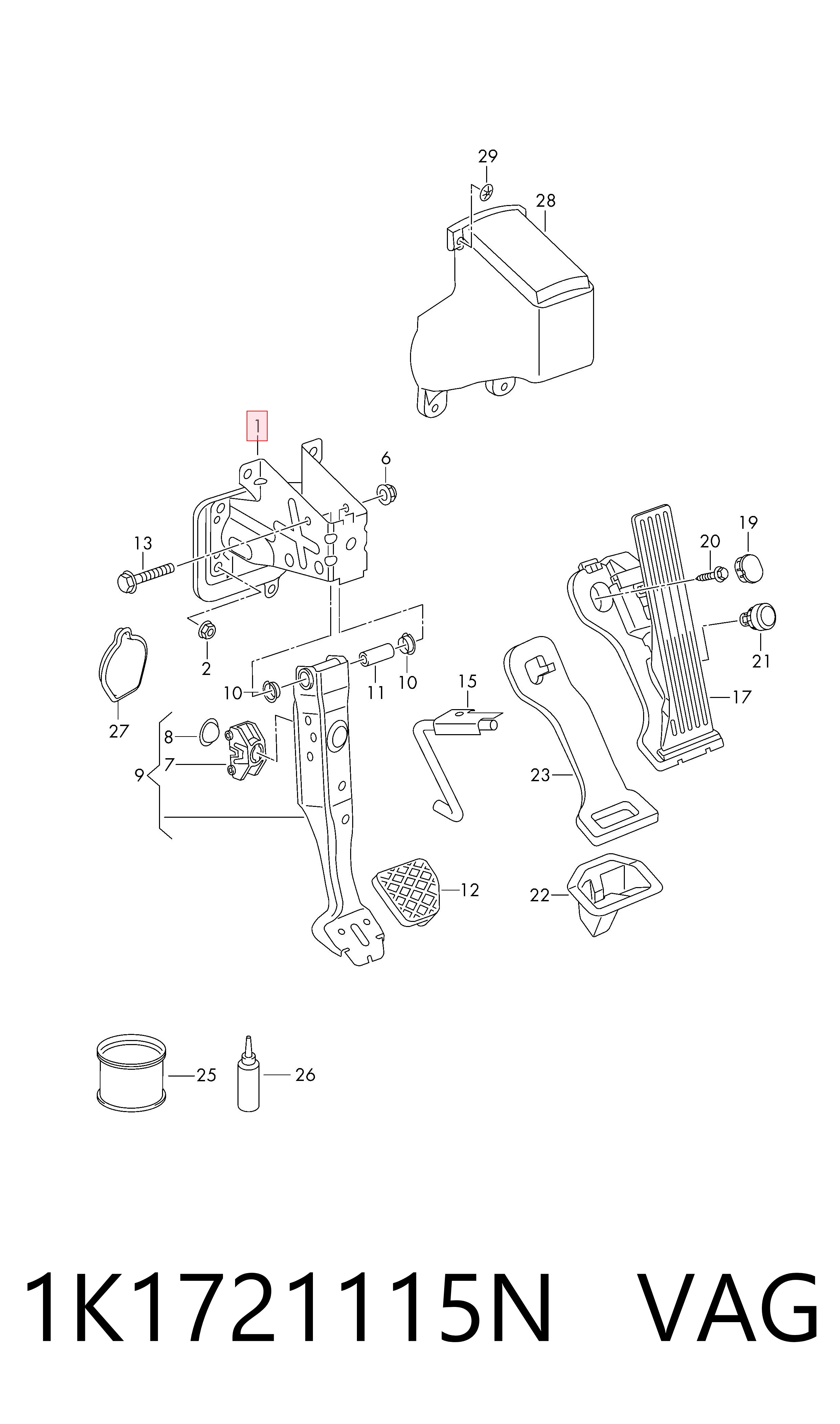 1K1721115N VAG Pedal de freno