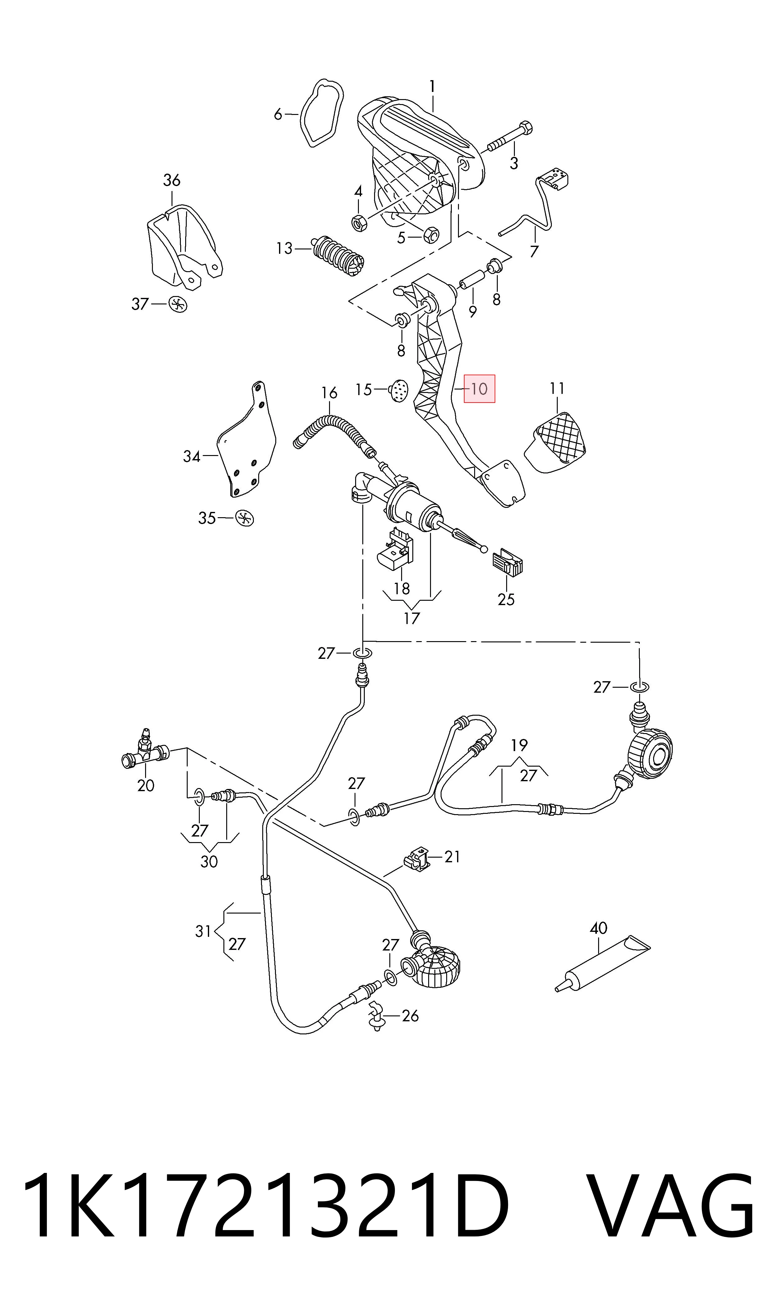 Comprar Pedal de embrague Volkswagen Jetta IV 162, 163, AV3, AV2, AY2, AY3 a bajo precio