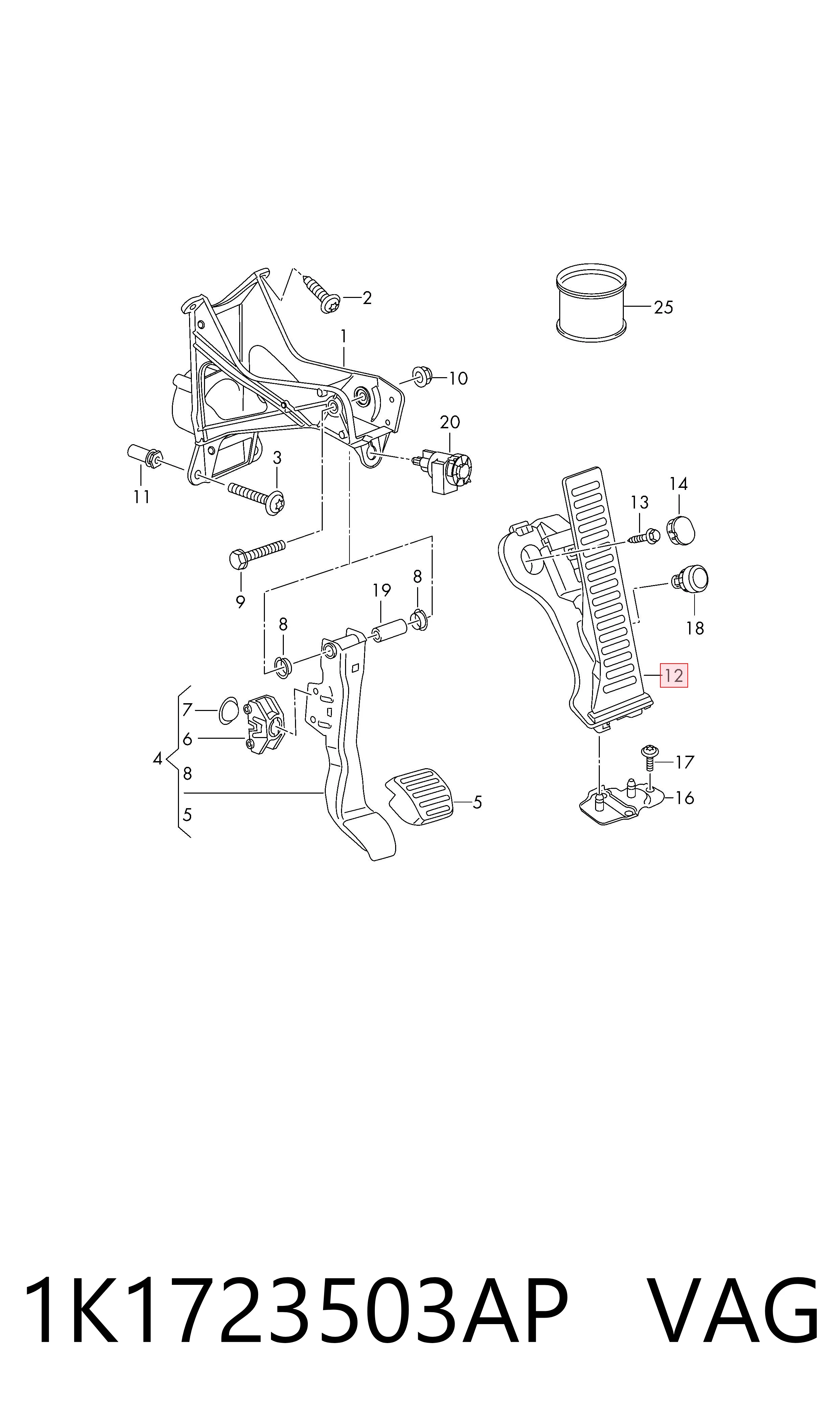 1K1723503AP VAG Pedal de aceleracion