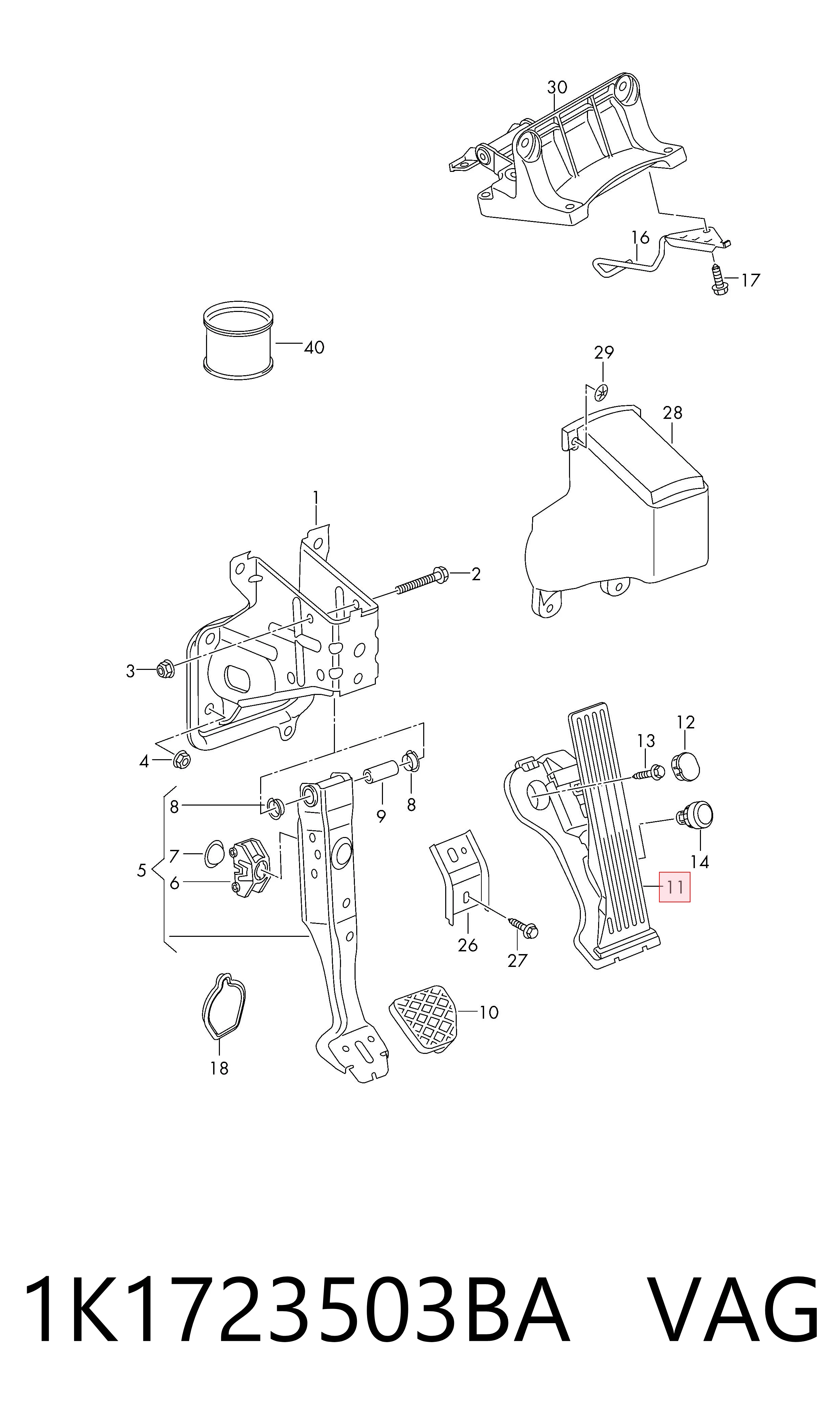 1K1723503BA VAG Pedal de aceleracion