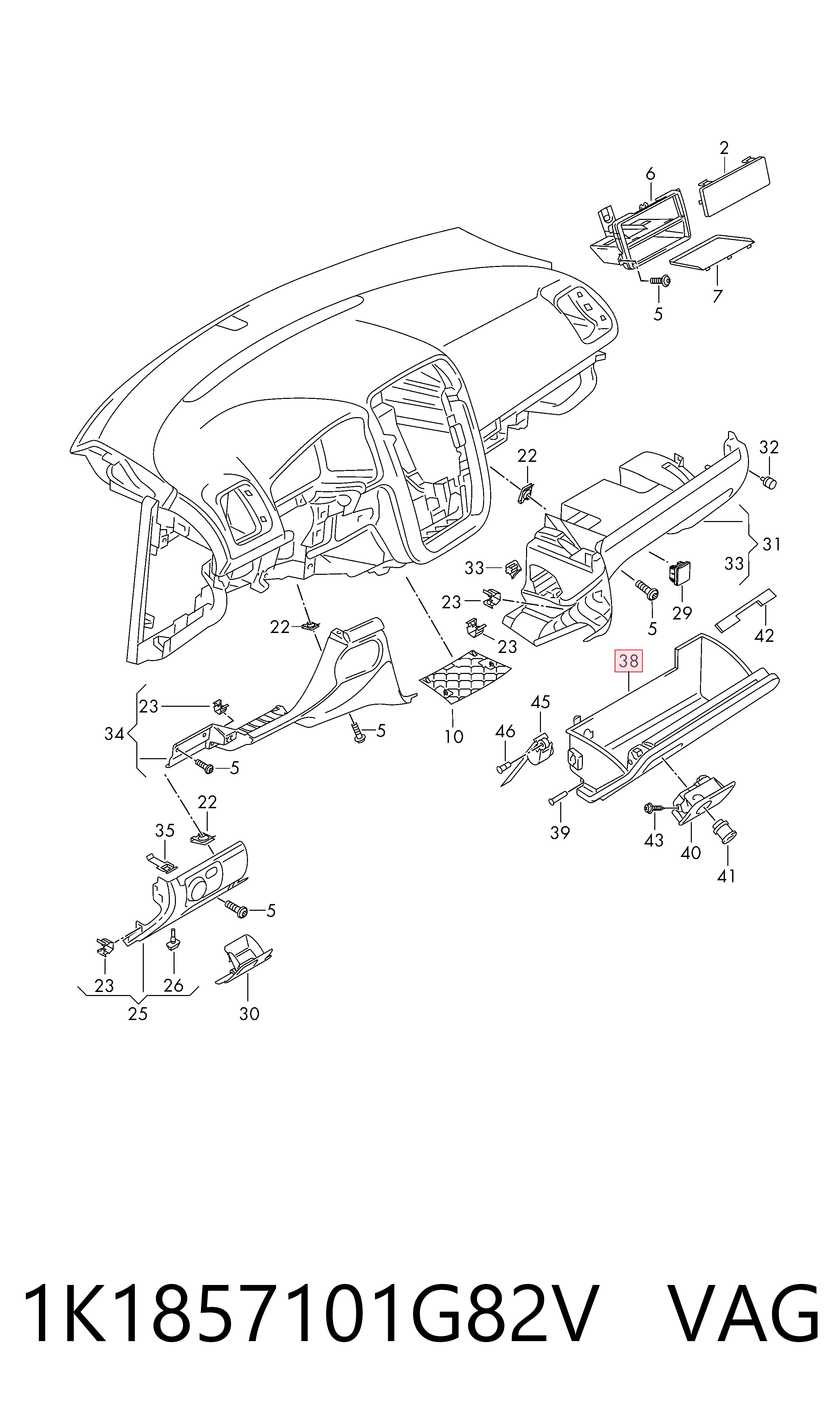 Comprar Tapa de la guantera Volkswagen Jetta III 1K2 a bajo precio