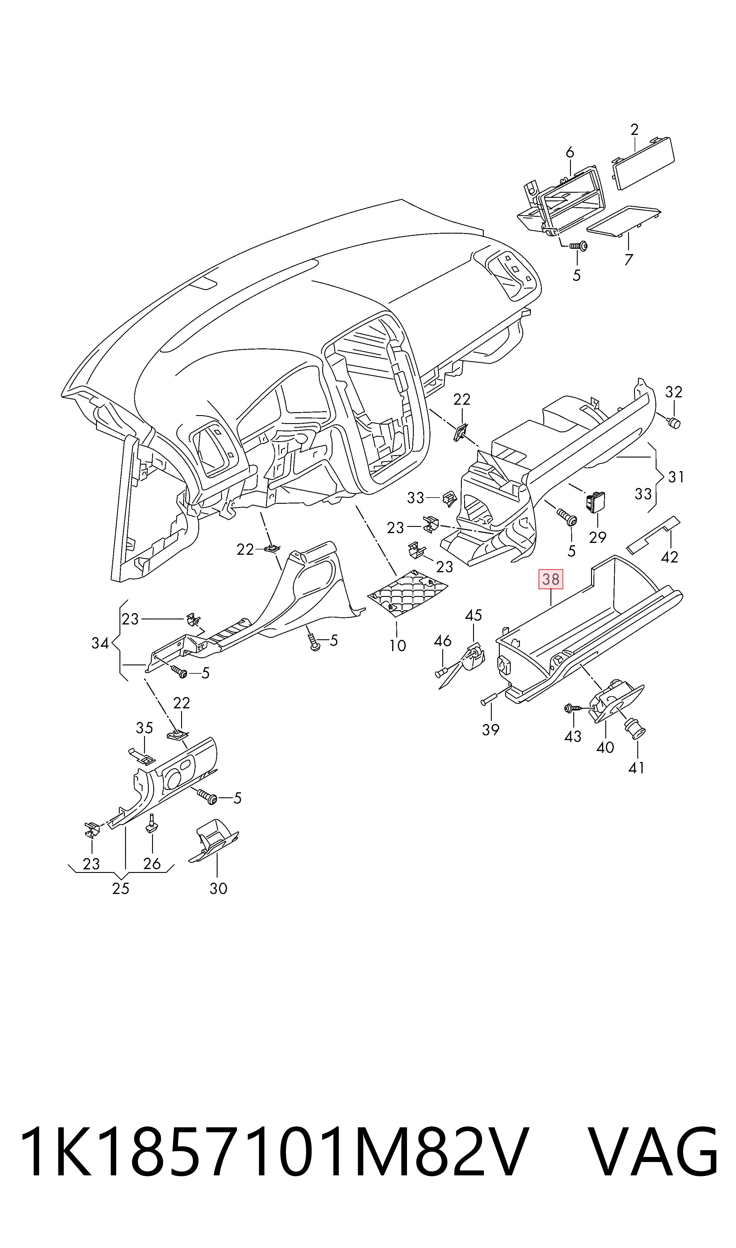 Comprar Tapa guantera Volkswagen Jetta V 1K2