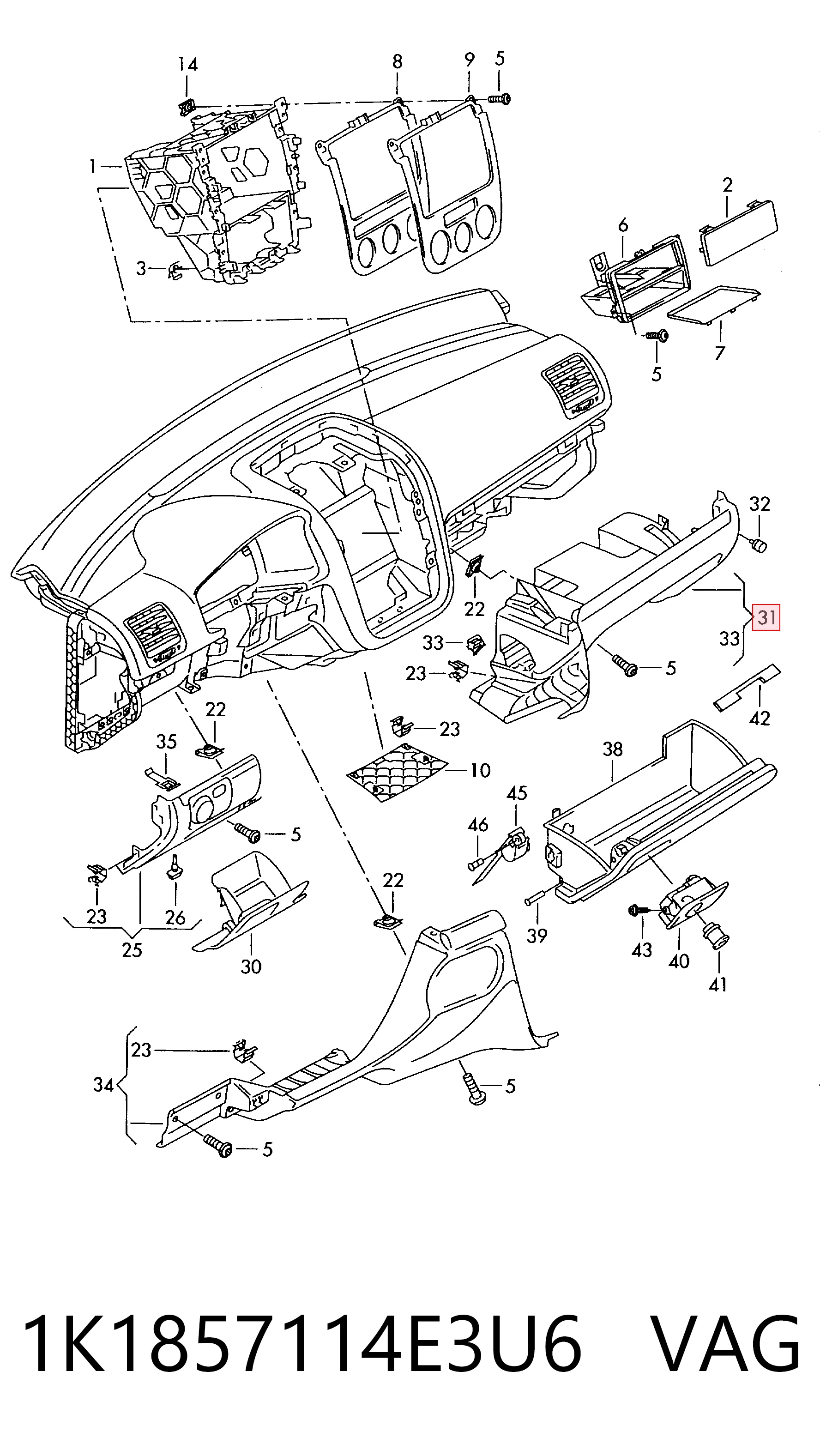 Comprar Guantera Volkswagen Jetta III 1K2 a bajo precio