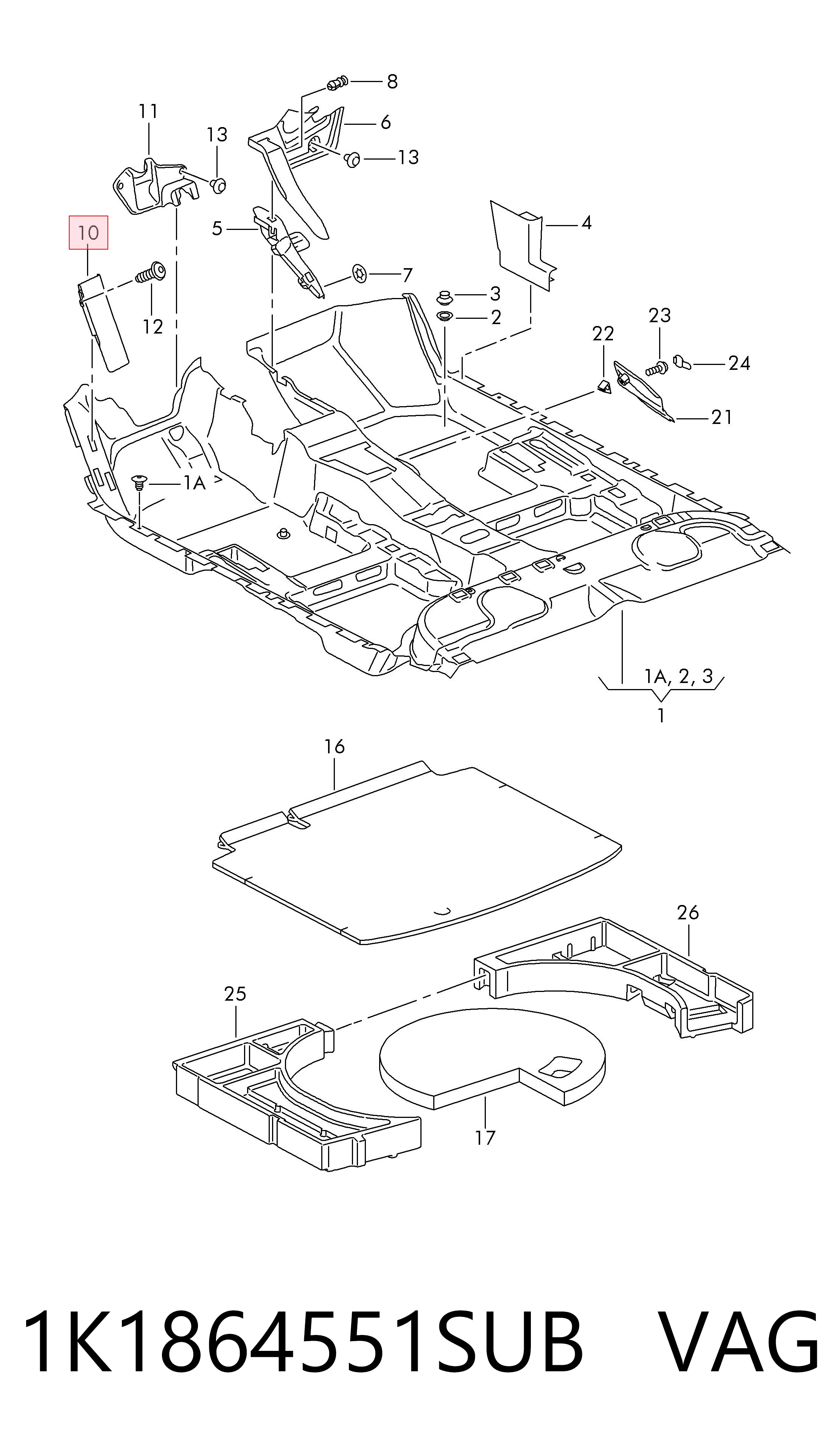 1K1864551SUB VAG Reposapiés delantero