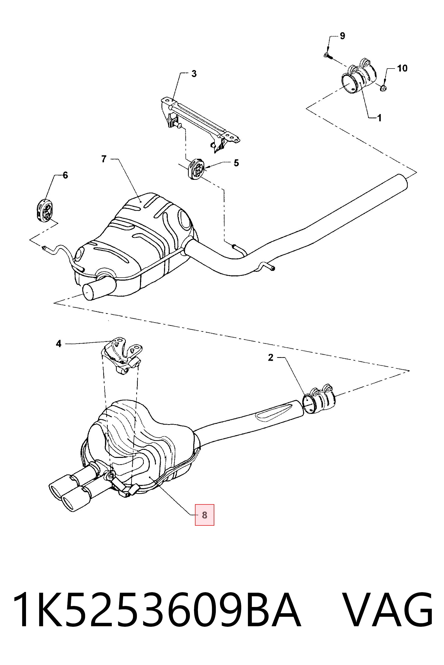 Comprar Silenciador trasero Volkswagen Golf V 1K5 a bajo precio