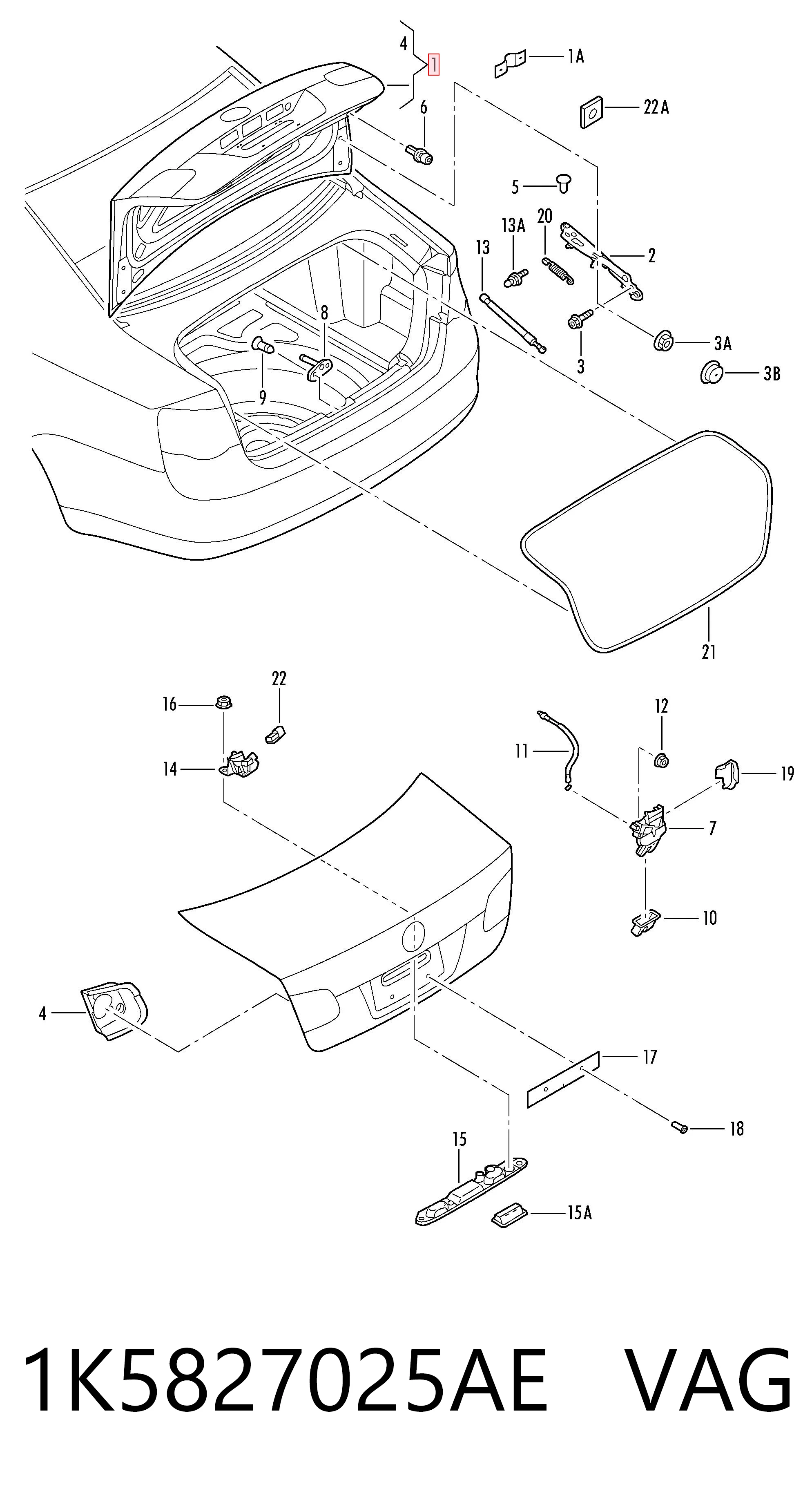 Tapa de maletero para Volkswagen Jetta V 1K2