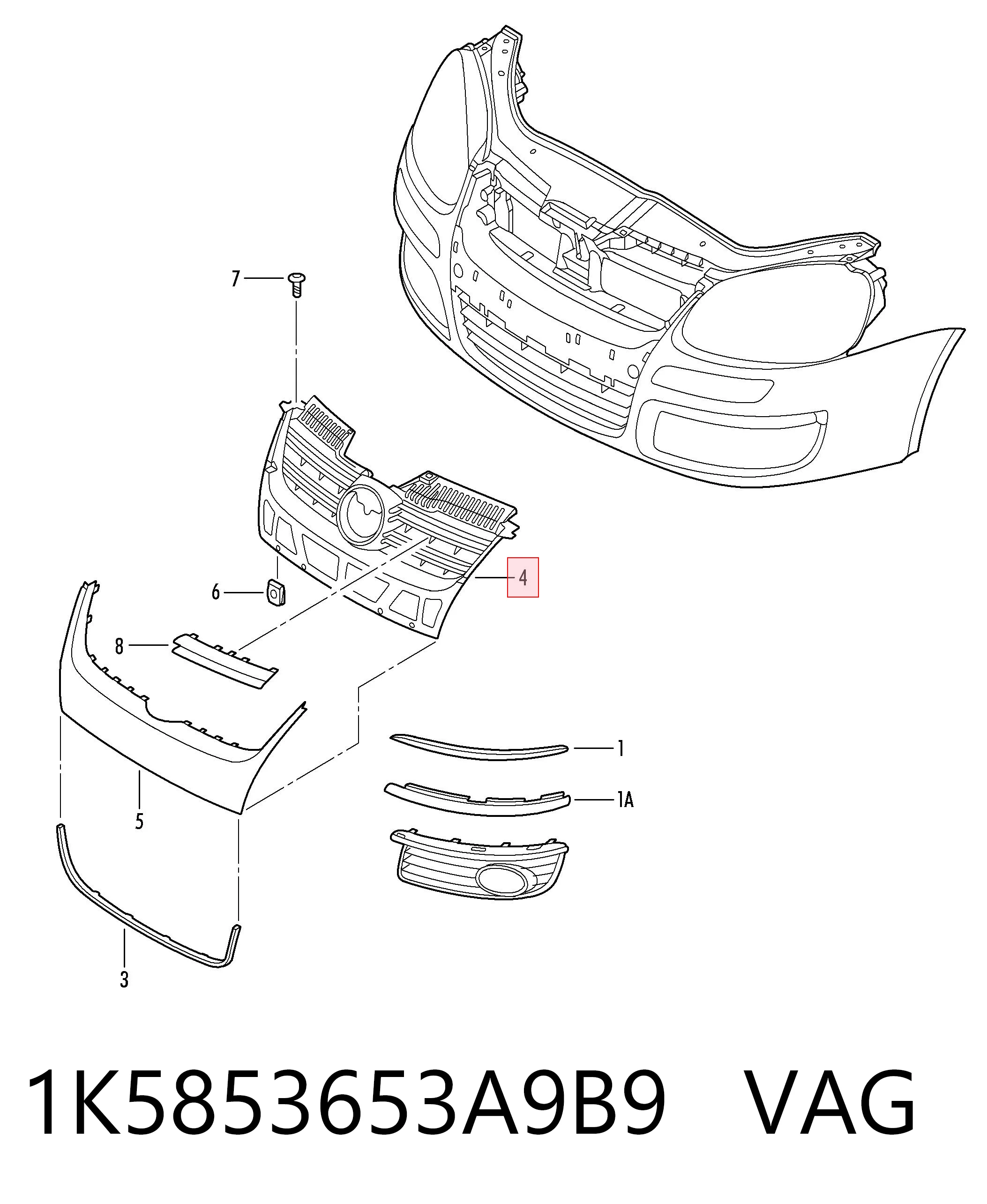 Comprar Parrilla del radiador Volkswagen Jetta III 1K2 a bajo precio