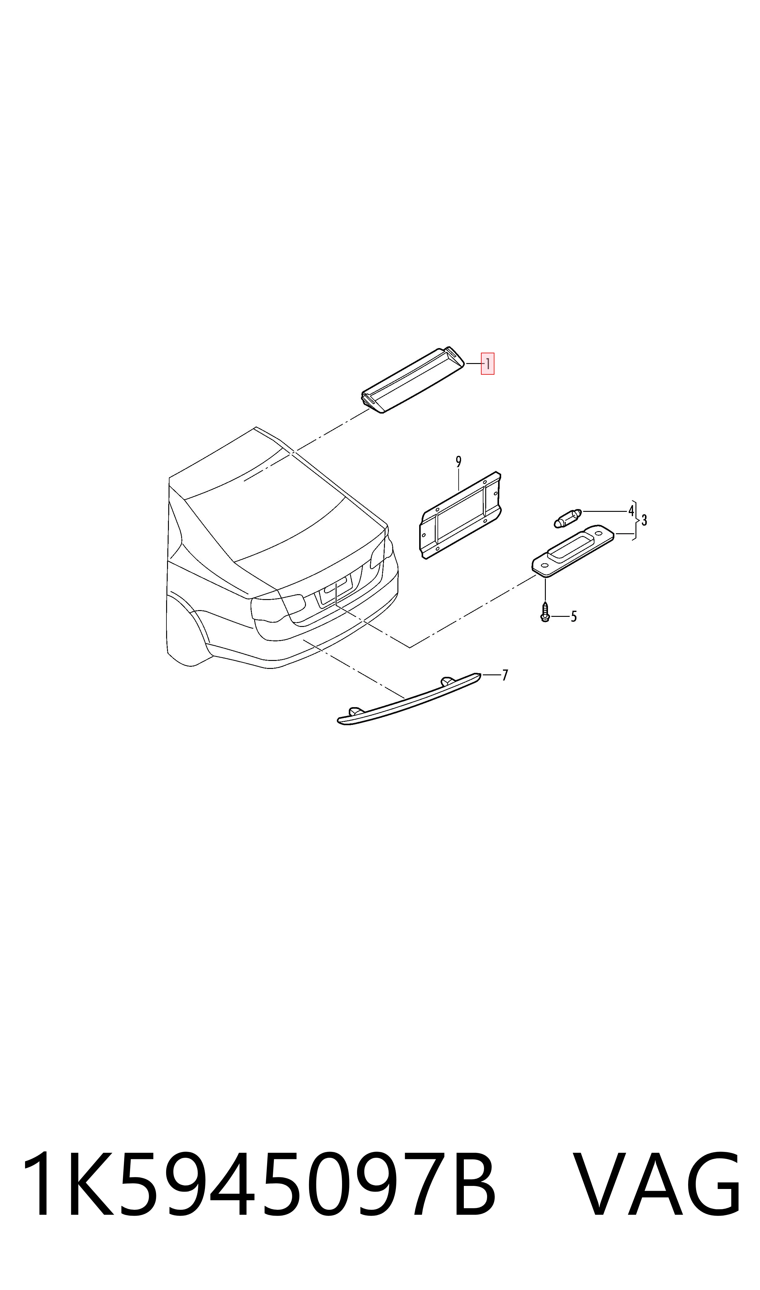 Lampara de luz de freno adicional  Volkswagen Passat B6 sedán (3C2) (2005 - 2011) precio, desde 55,18 EUR