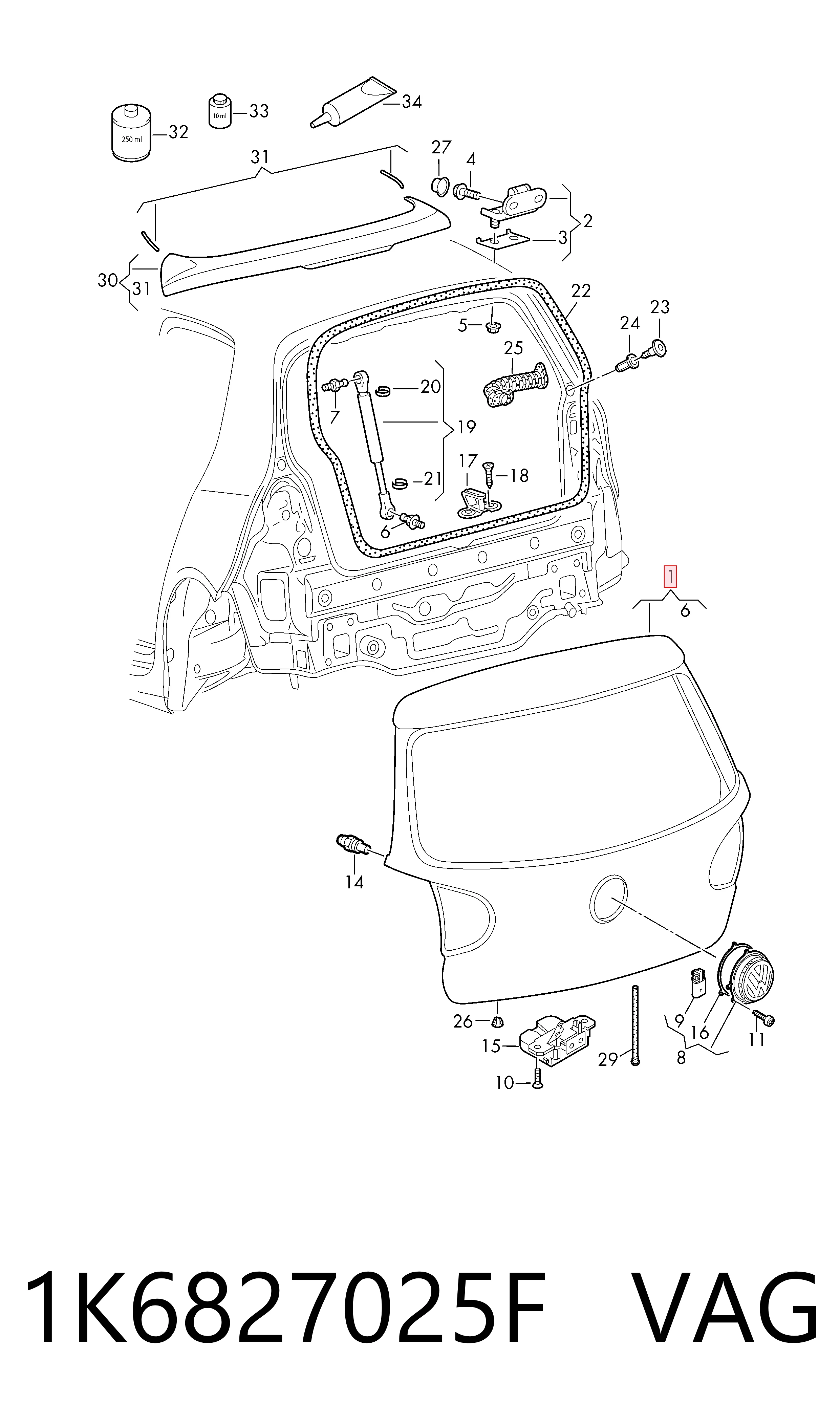 Porton trasero para Volkswagen Golf V 1K5