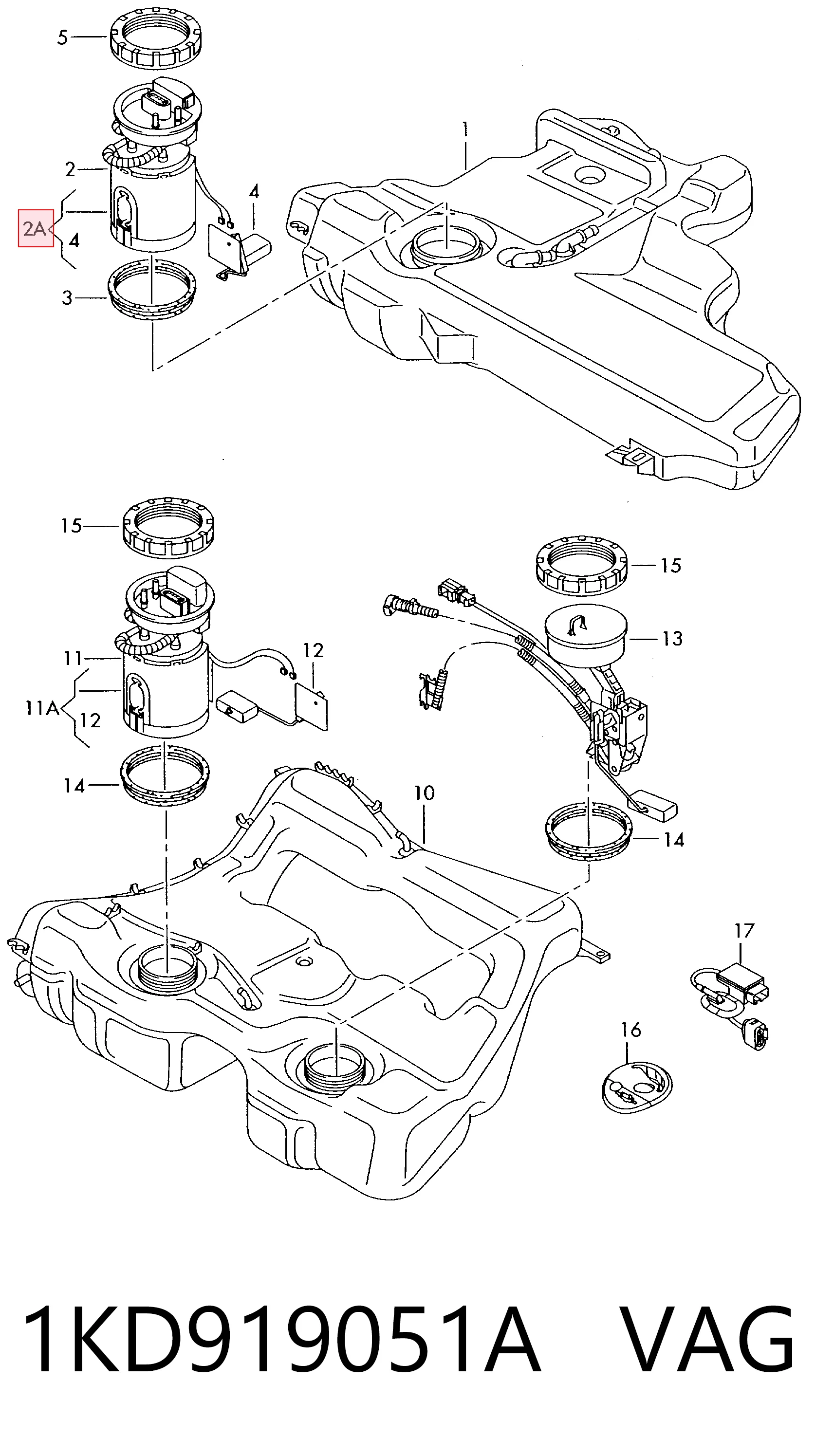 1KD919051A VAG Módulo de alimentación de combustible