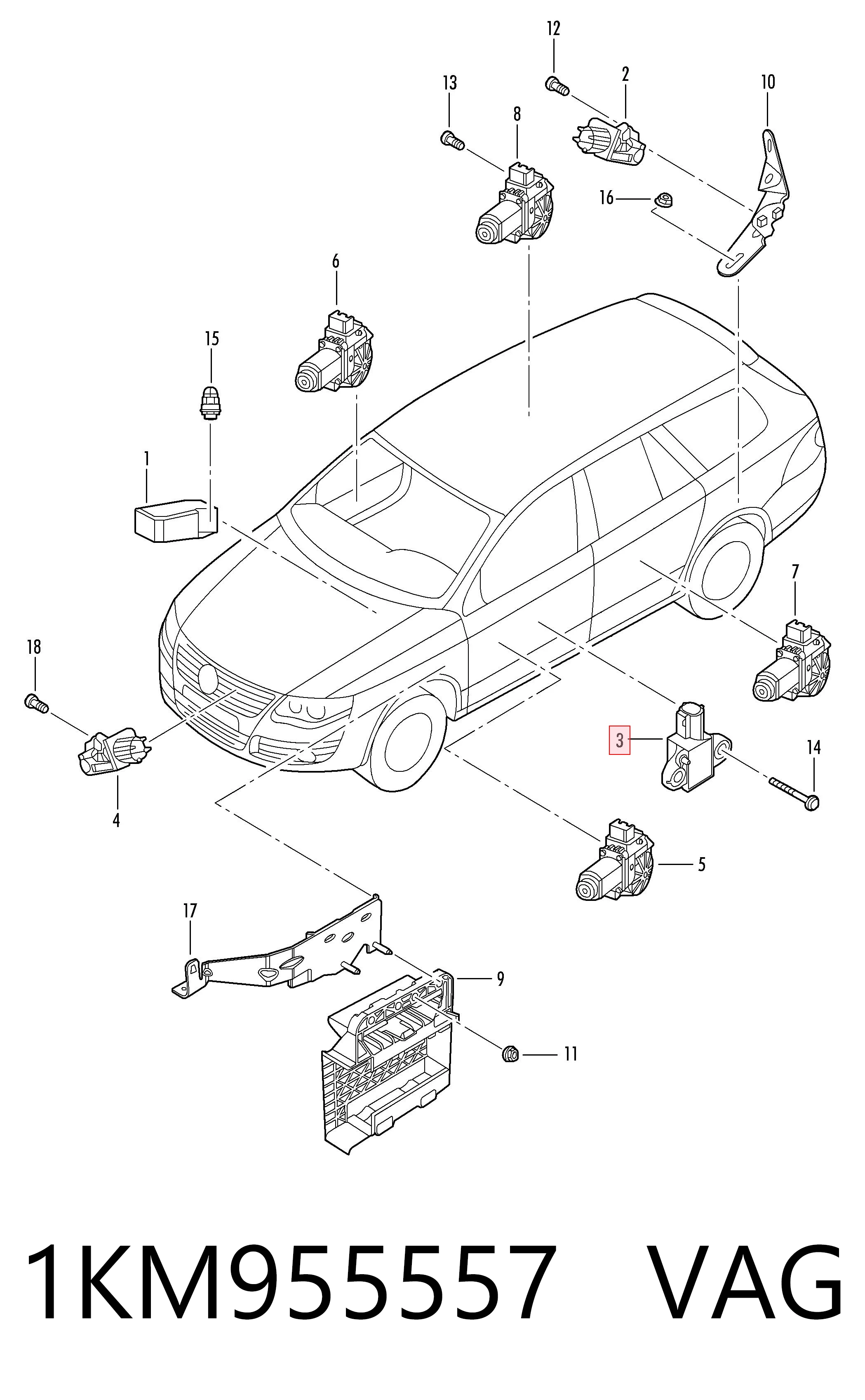 Sensor de airbag delantero VAG 1KM955557 precio, desde 62,44 EUR
