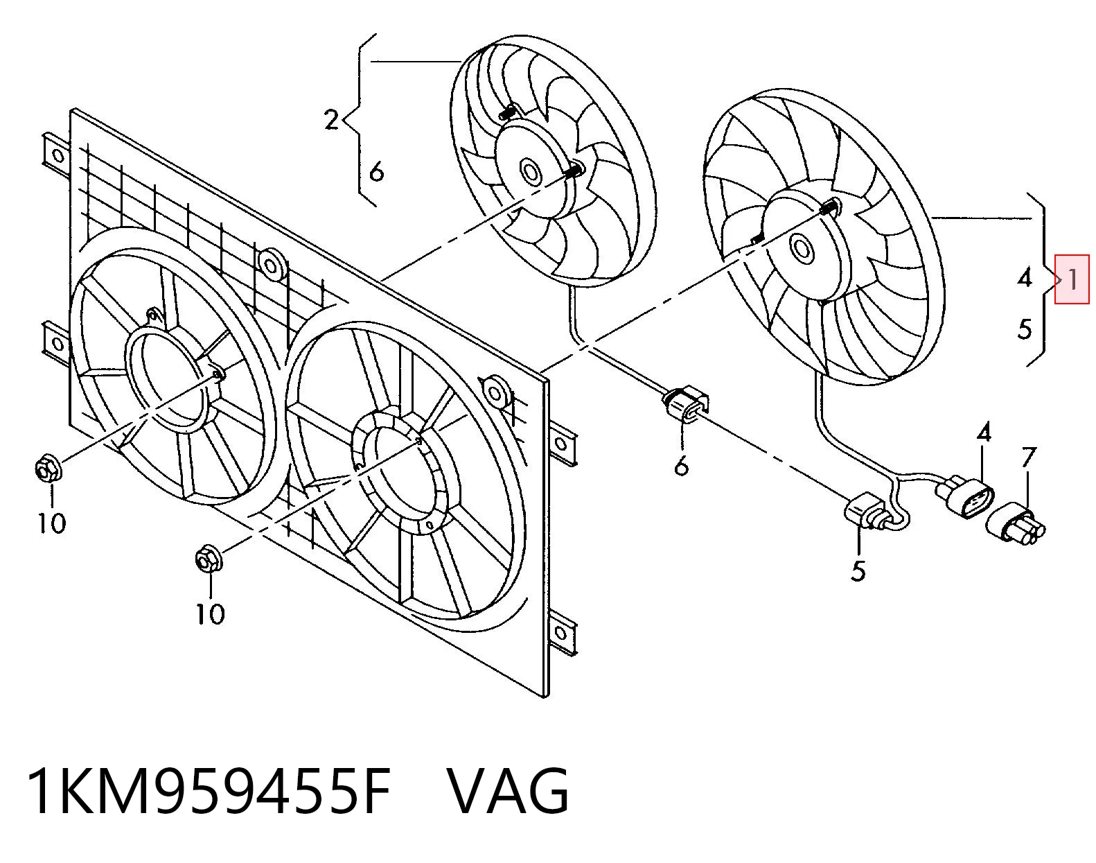 1KM959455F VAG Electroventilador del motor