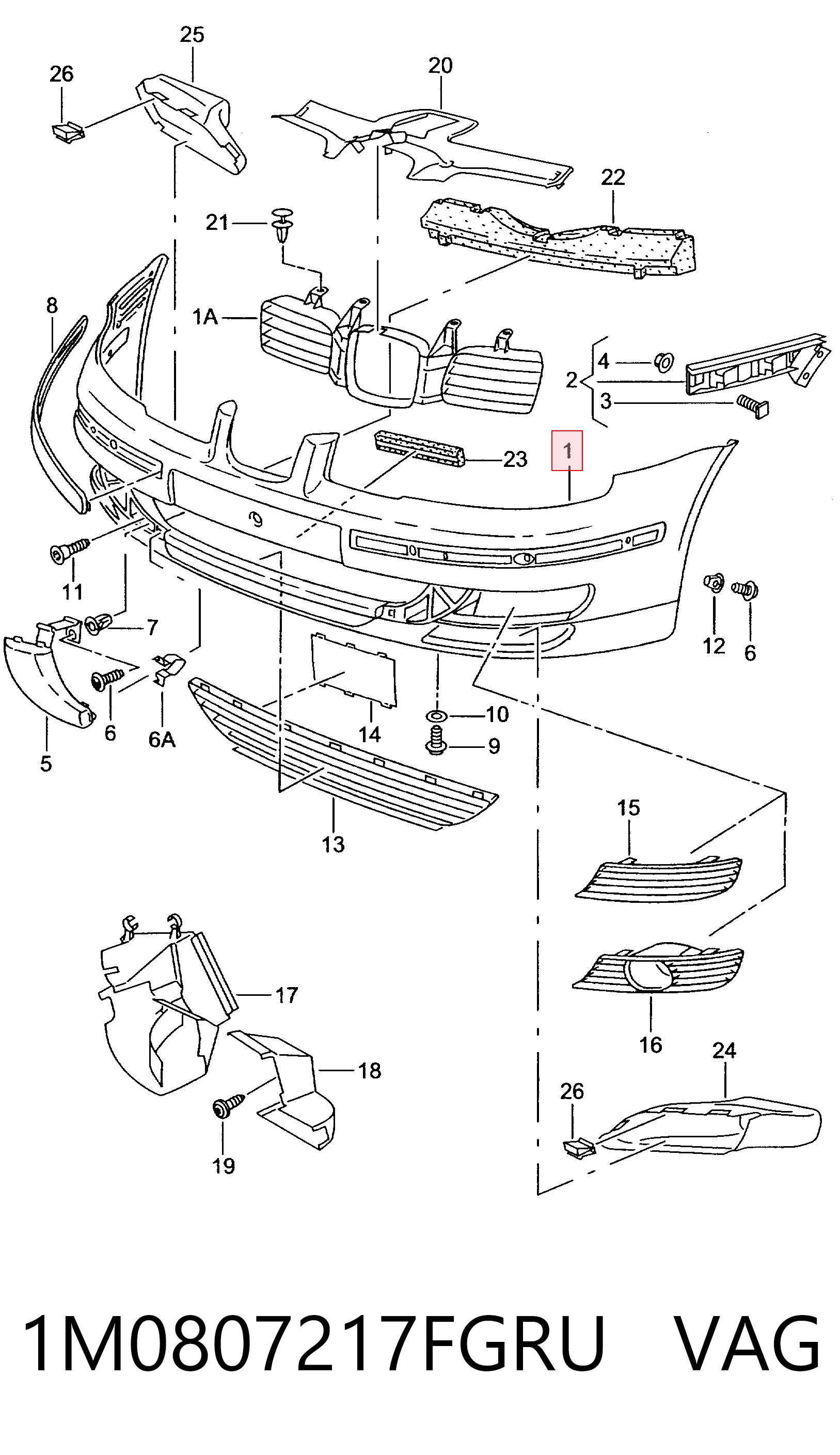 Paragolpes delantero para Seat Toledo II 1M2