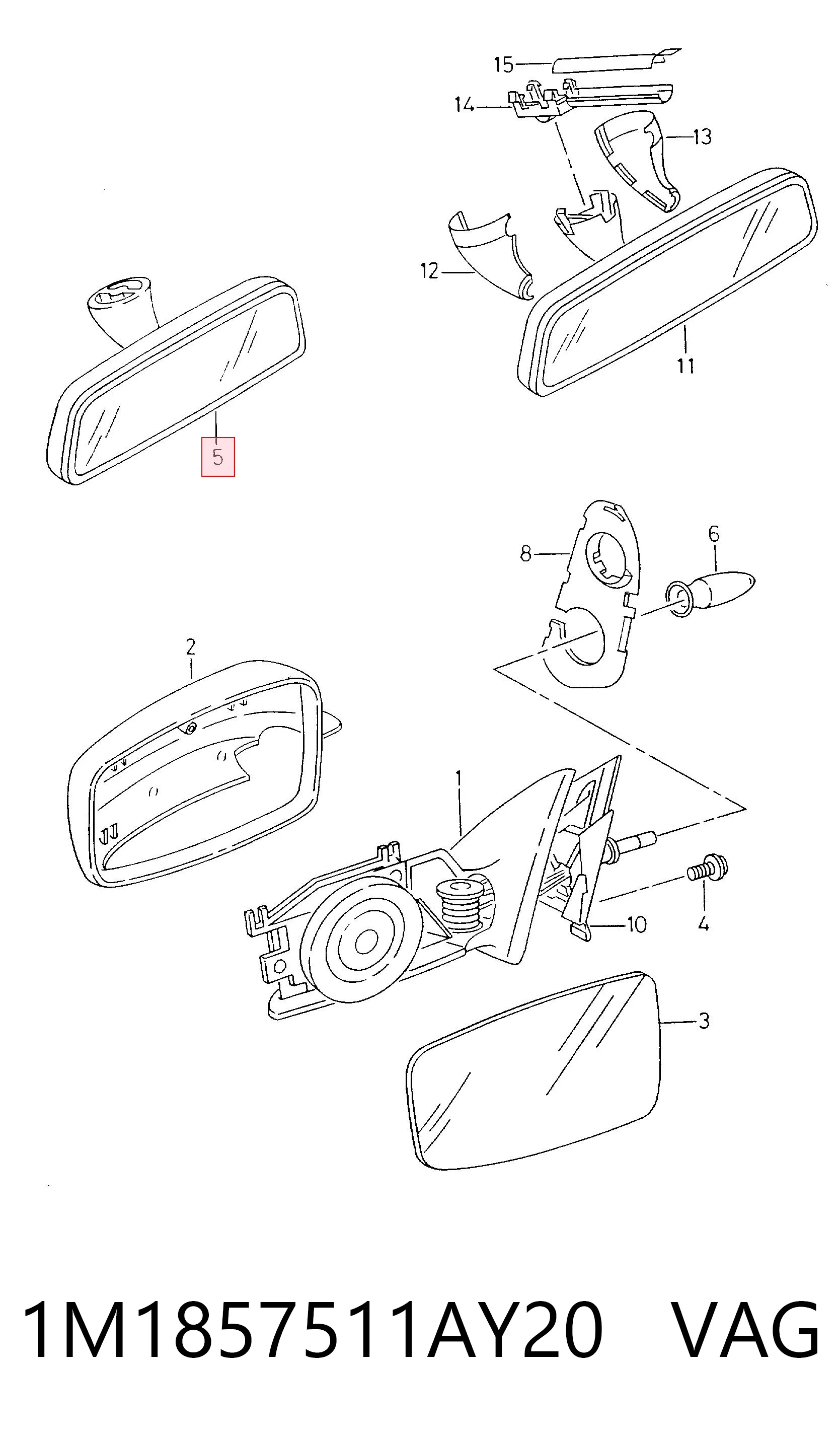 Espejo retrovisor interior para Volkswagen Polo III 6N2