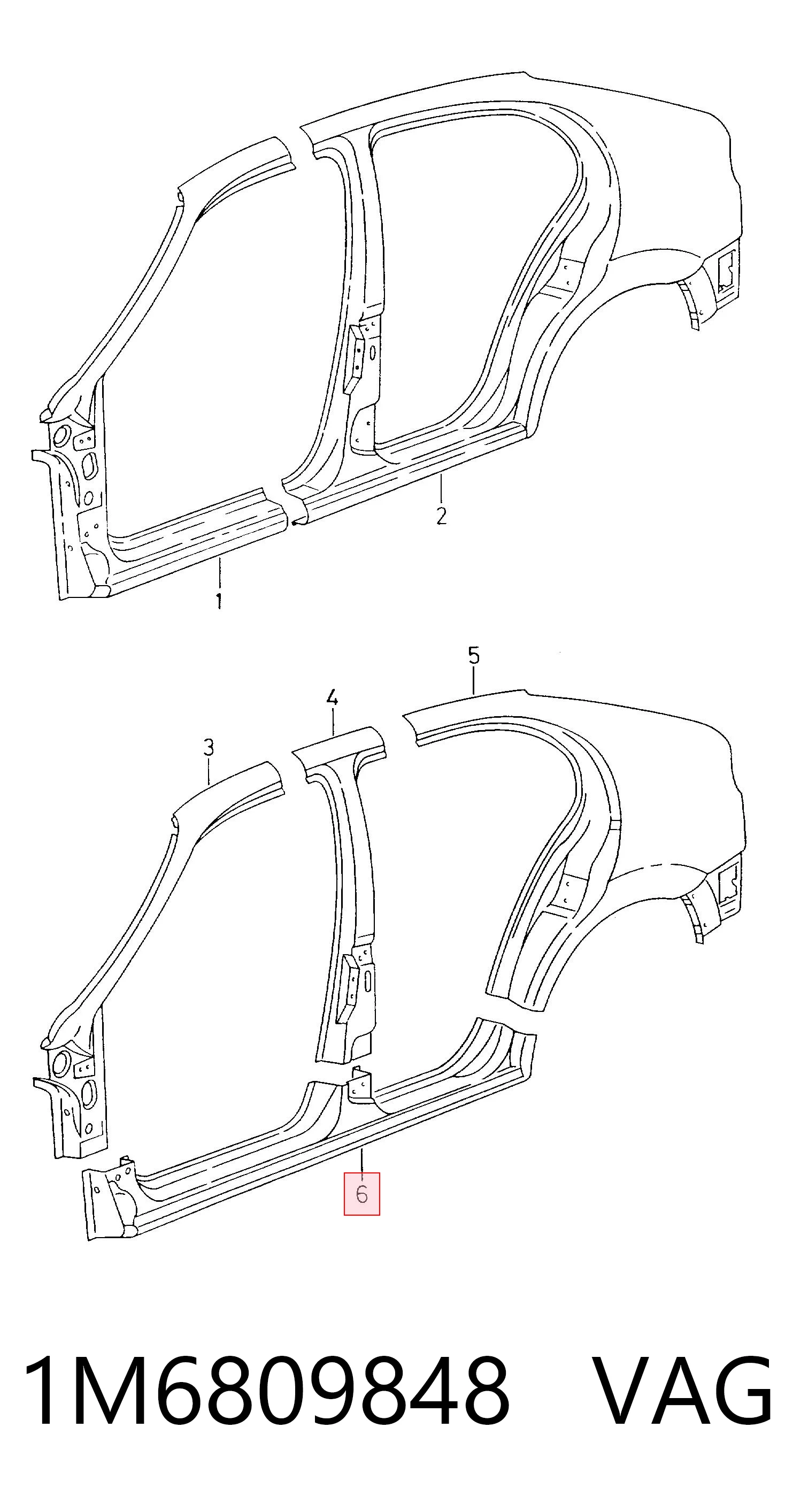 Umbral de puerta, derecha para Seat Leon 1M1