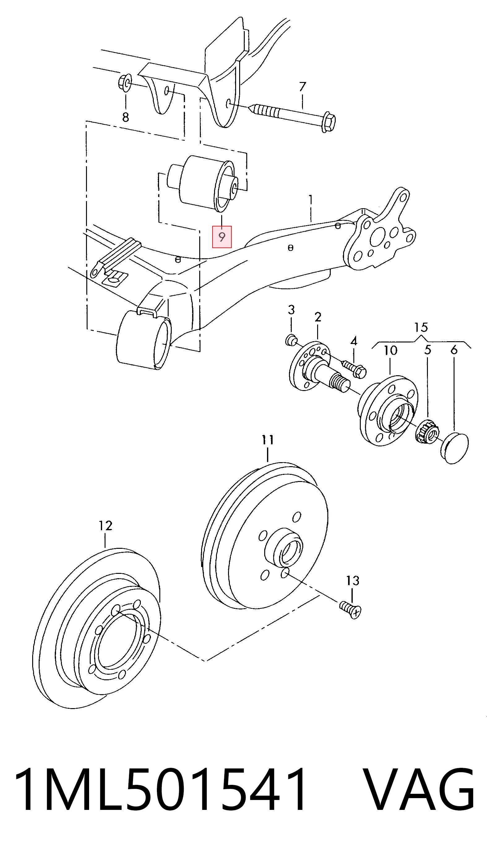 1ML501541 VAG Silentblock del puente trasero