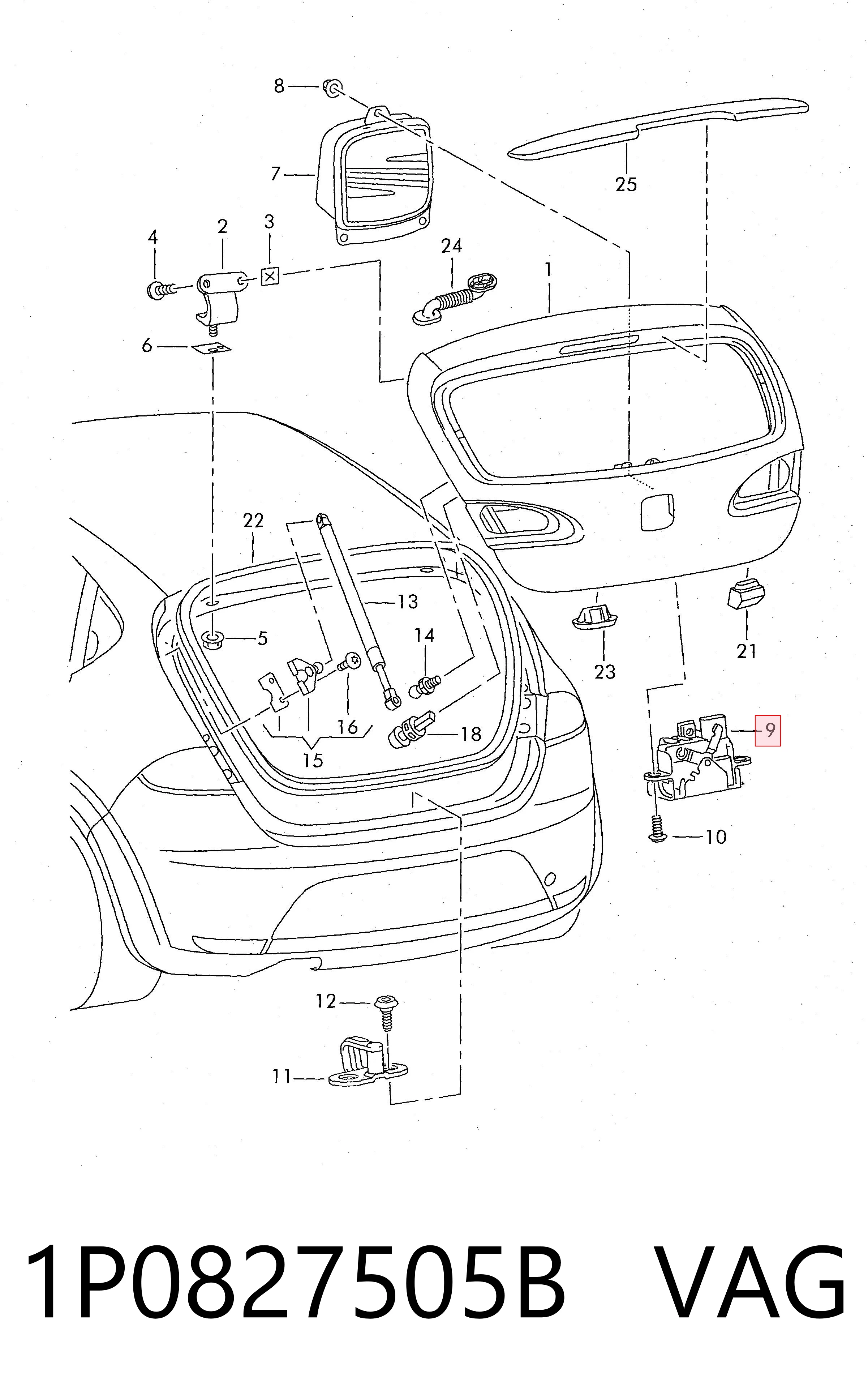Cerradura de puerta trasera para Seat Leon II (1P1)