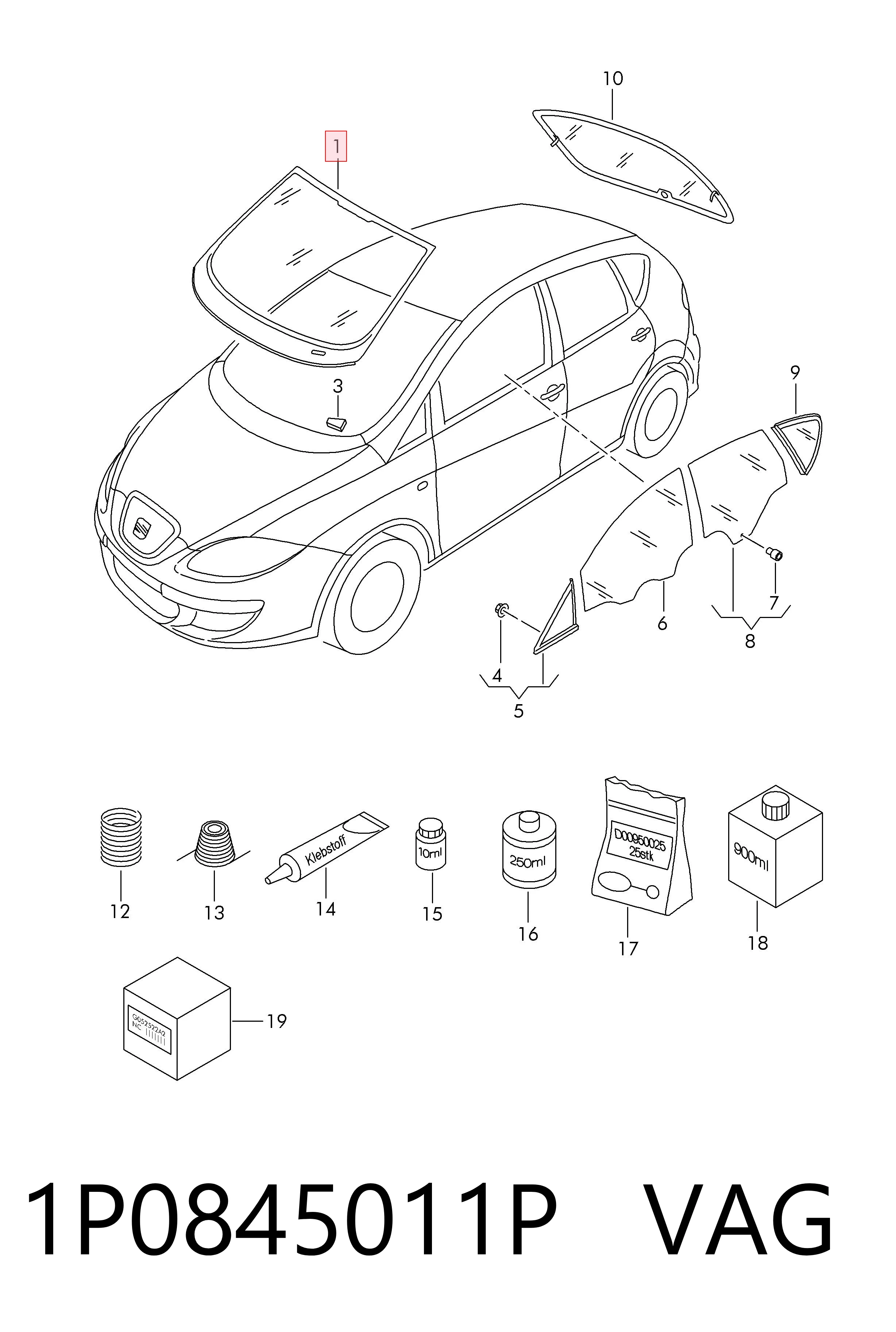 Cristal parabrisas Seat Altea XL monovolumen (5P5, 5P8) (2006 - 2015) precio, desde 108,07 EUR