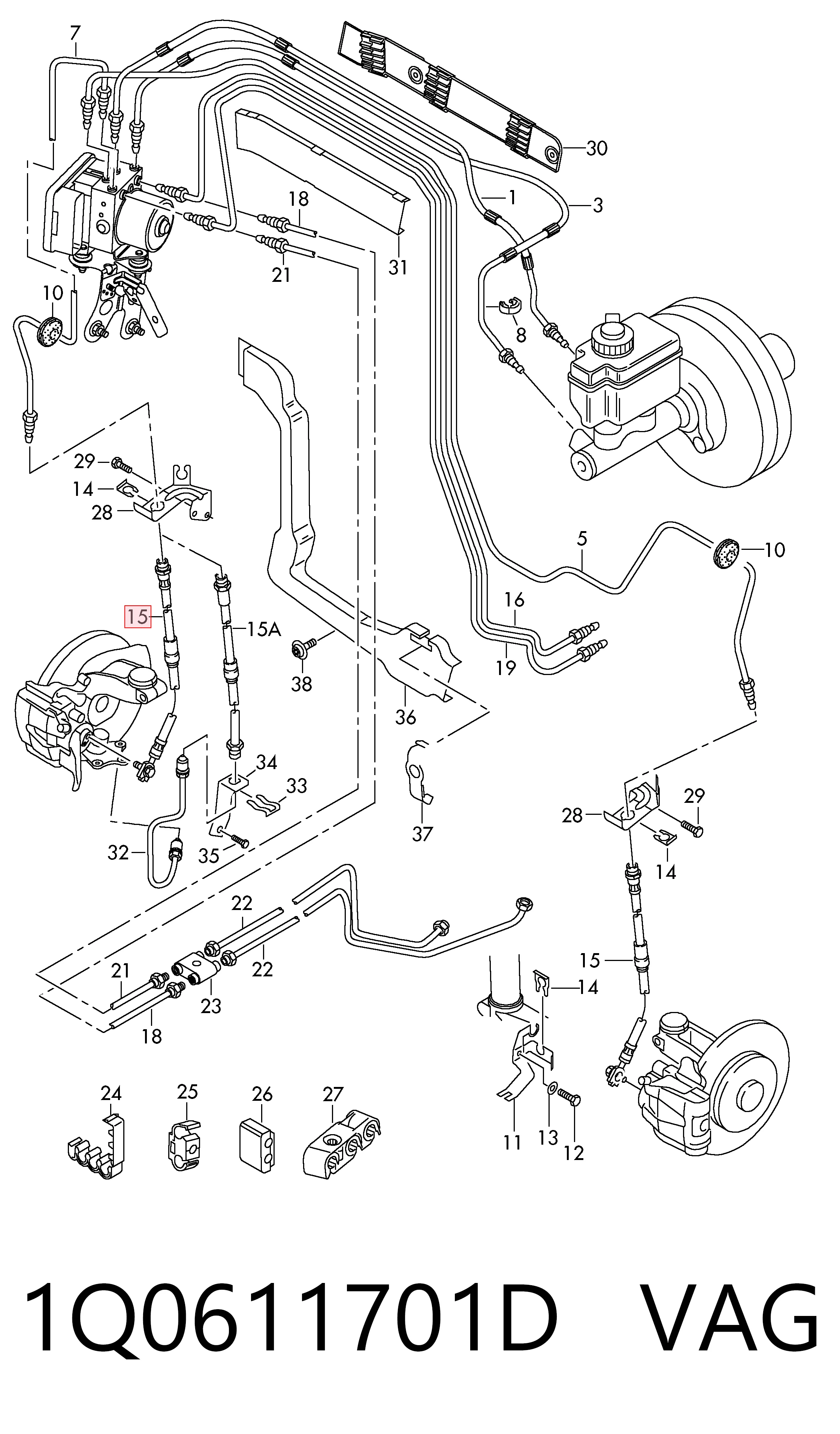 Tubo flexible de frenos delantero Octavia II familiar (2004-2013) original desde 15,84 €