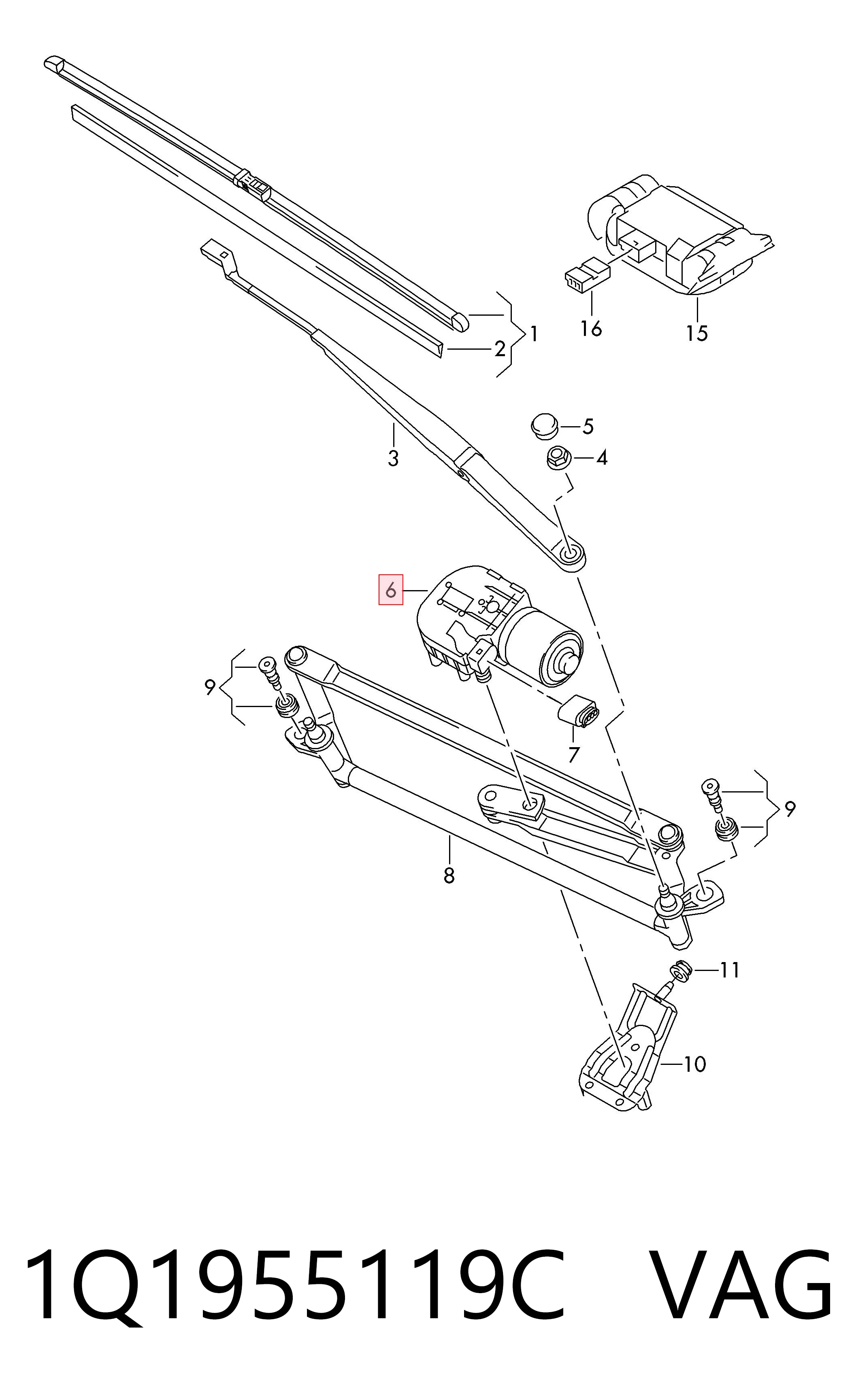 1Q1955119C VAG Motor del limpiaparabrisas