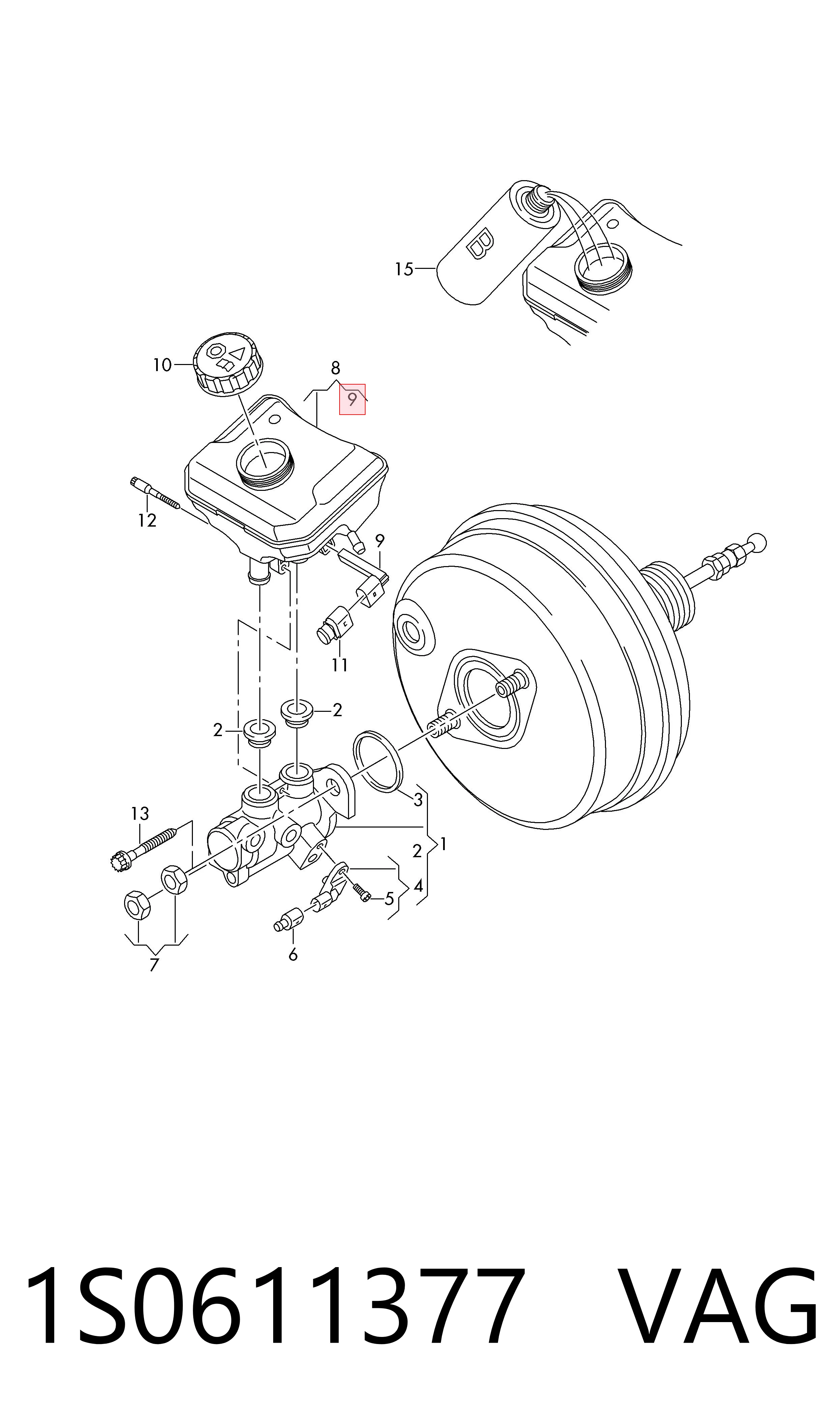 1S0611377 VAG Sensor de presión de líquido de frenos