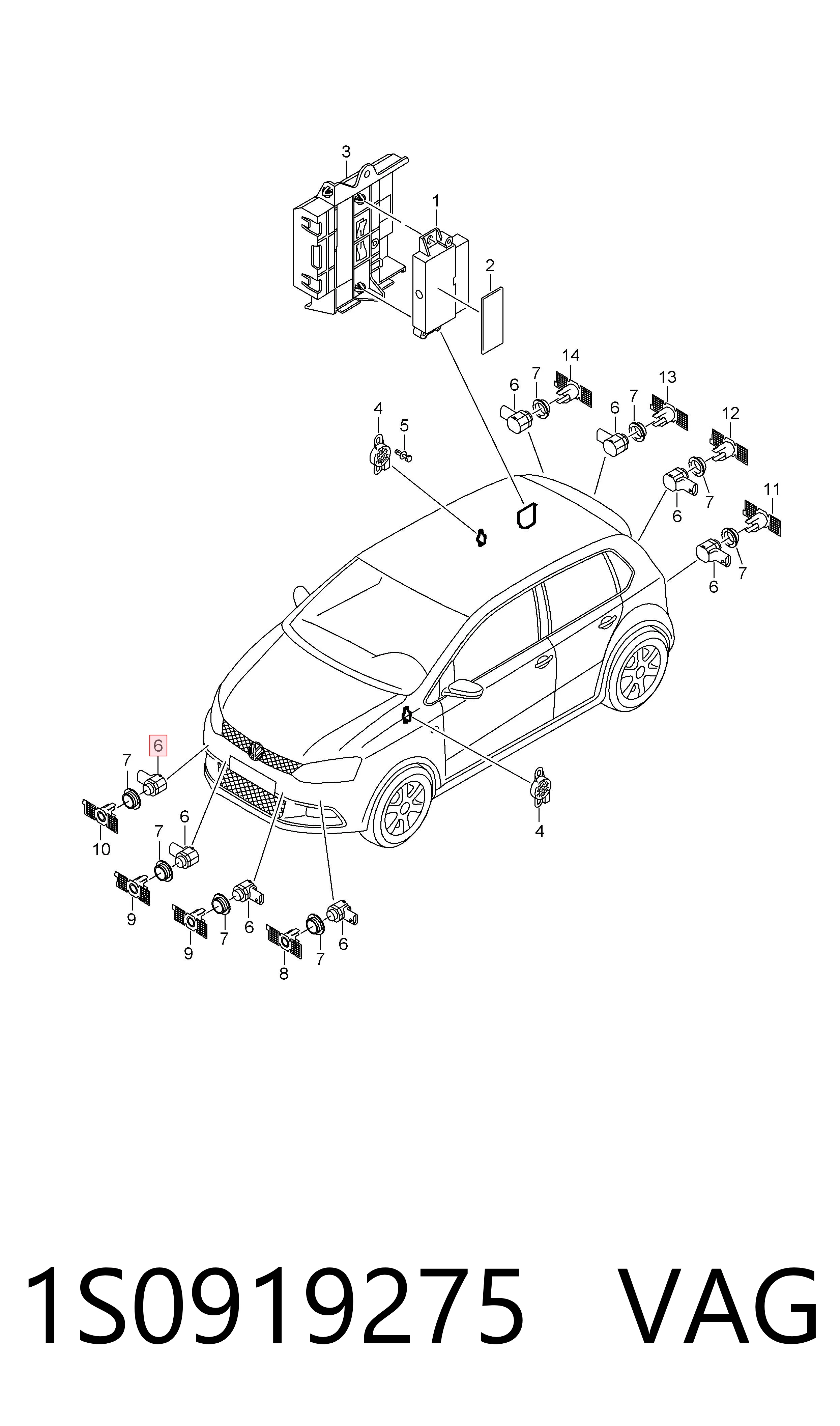 1S0919275 VAG Sensor de estacionamiento trasero 