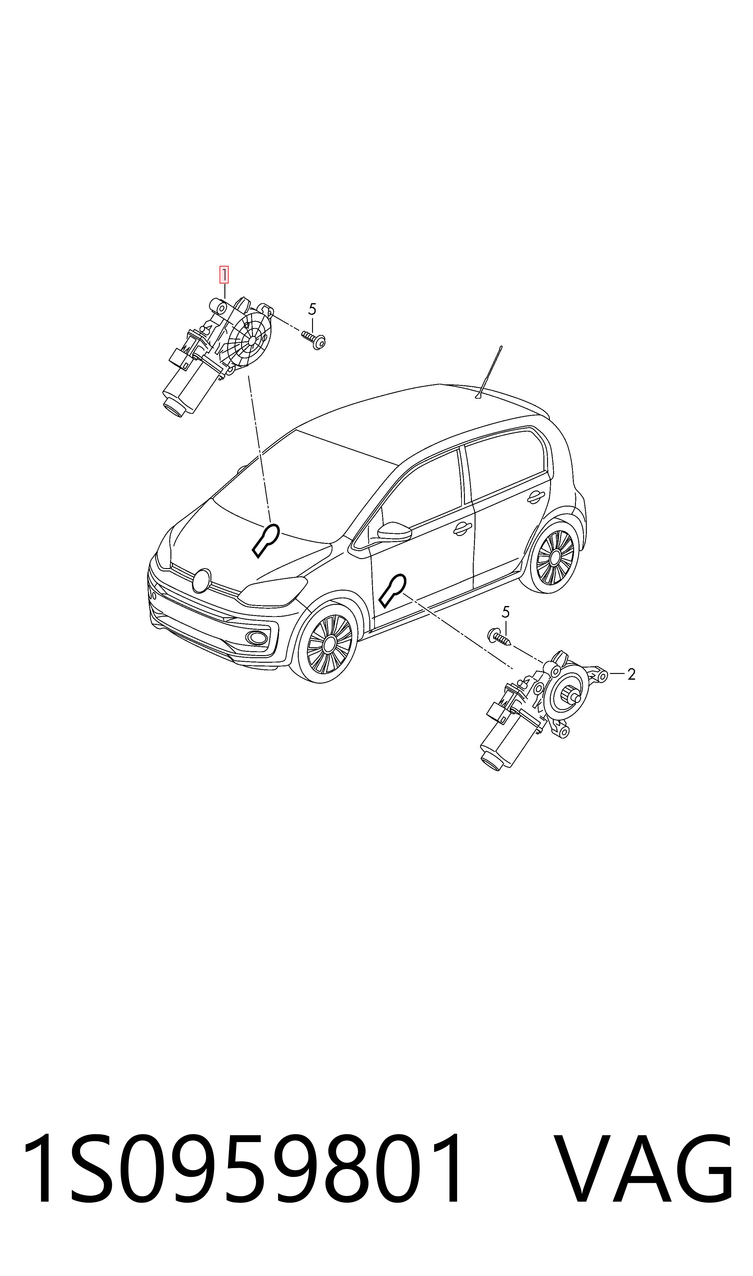 1S0959801 VAG Motor elevalunas, puerta delantera izquierda