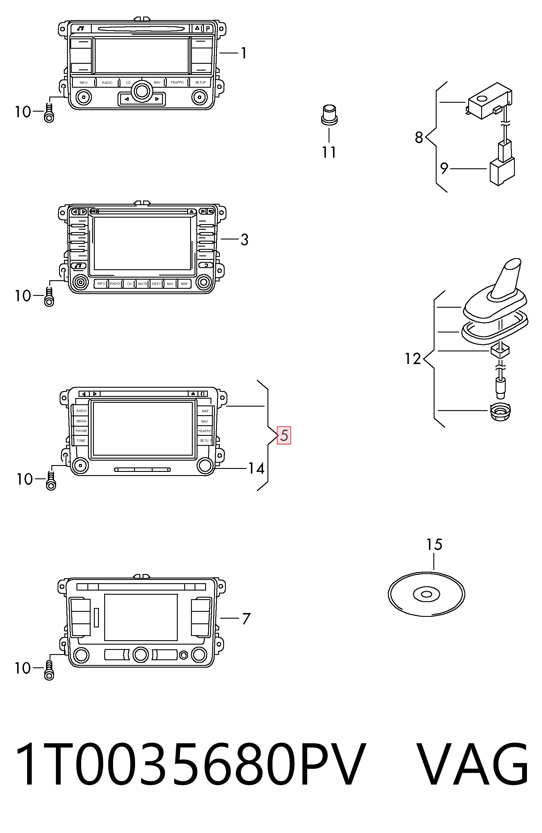 Pantalla multifuncion para Volkswagen Tiguan I 5N1, 5N2