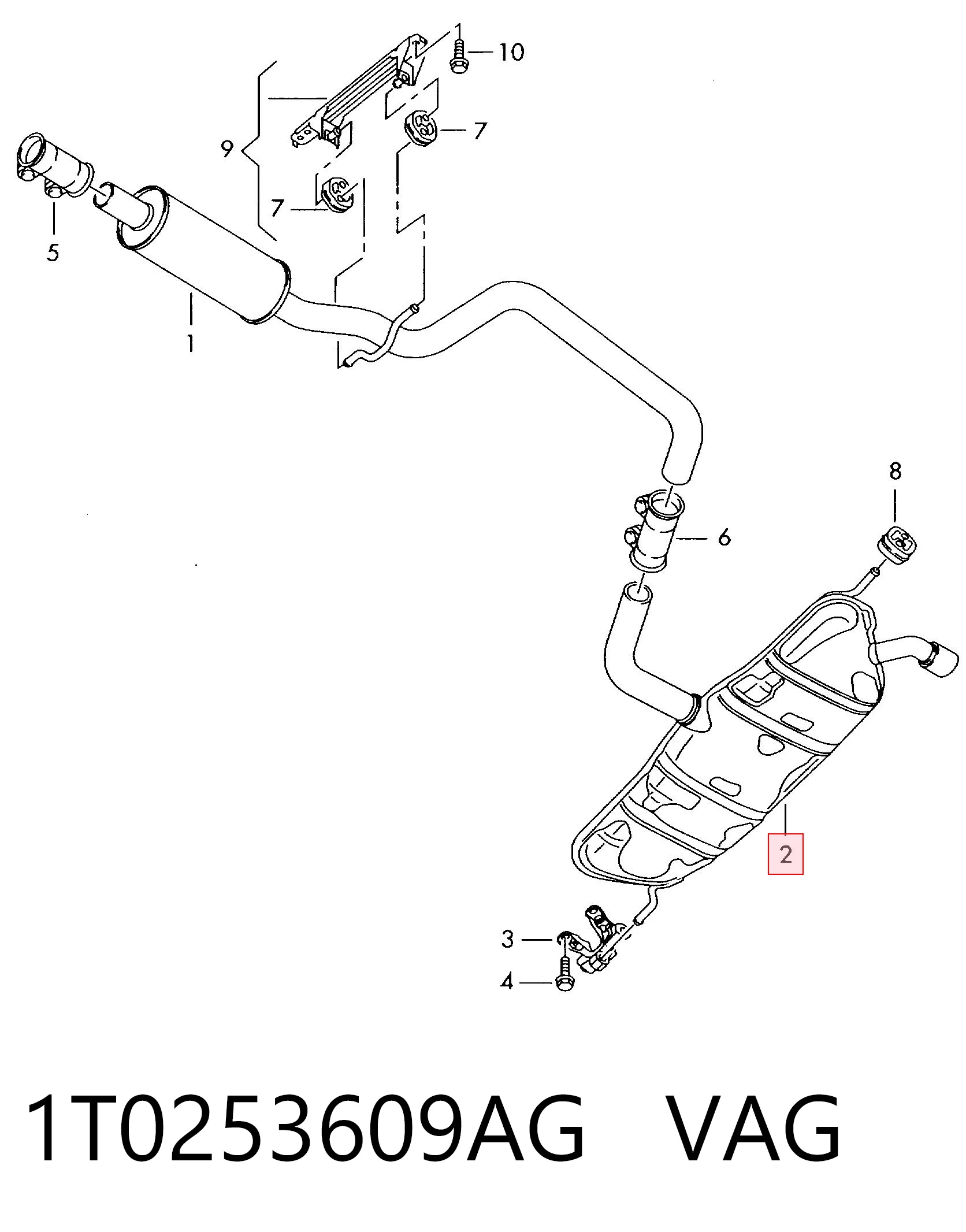 Comprar Silenciador trasero Volkswagen Touran I 1T1, 1T2